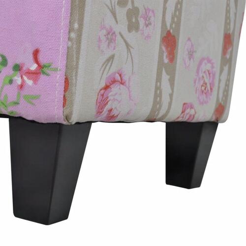 Patchwork fodskammel i blomsterdesign