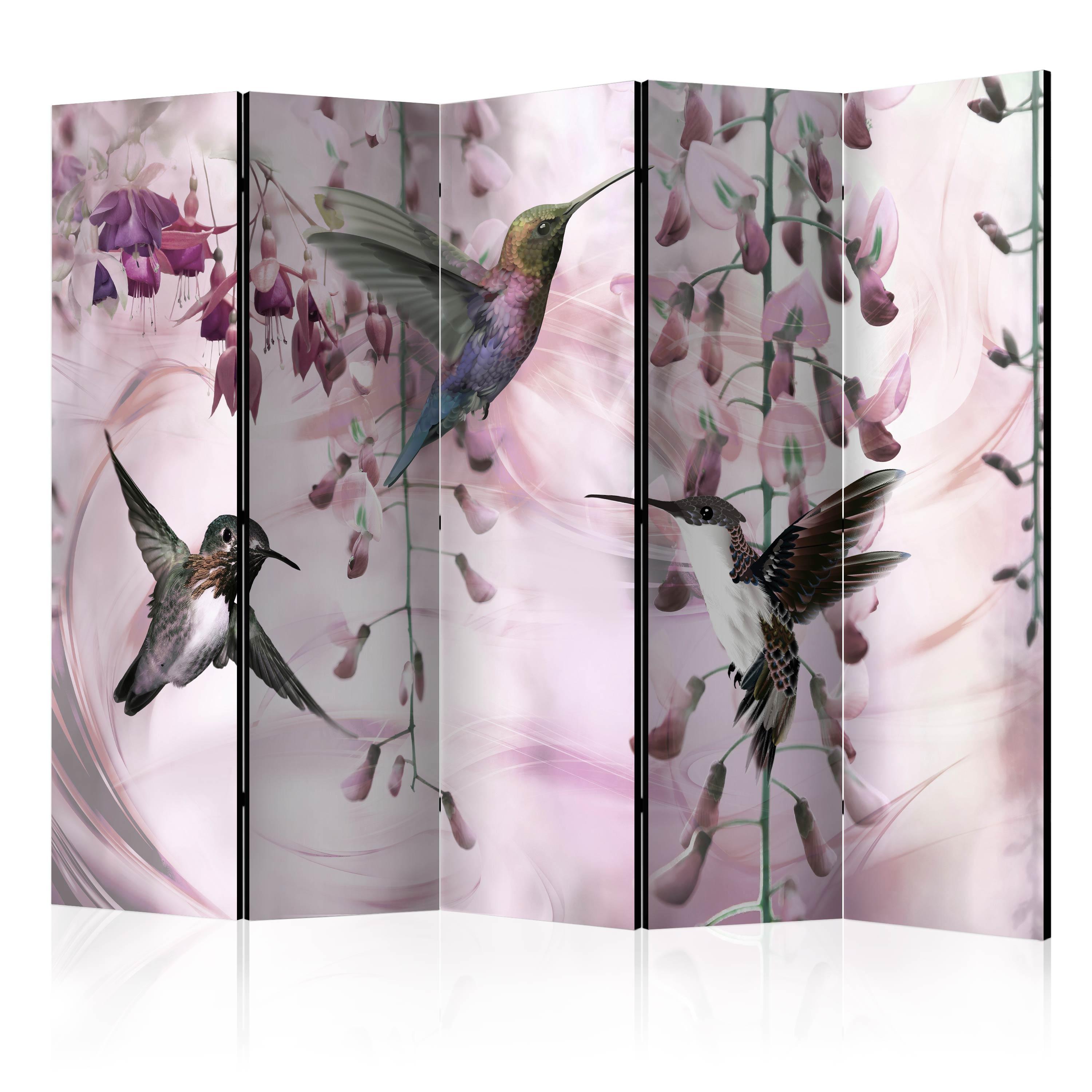 Skærmvæg - Flying Hummingbirds (Pink) II - 225 x 172 cm - Enkeltsiddet