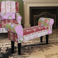 Patchwork bænk i blomsterdesign