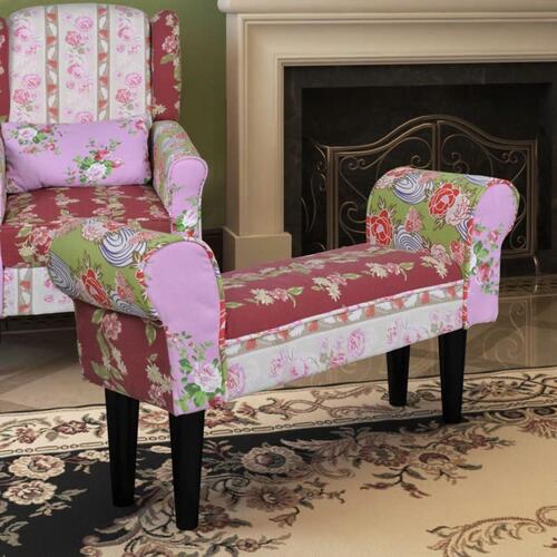 Patchwork bænk i blomsterdesign