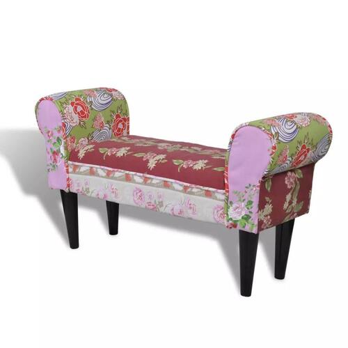 Patchwork bænk i blomsterdesign