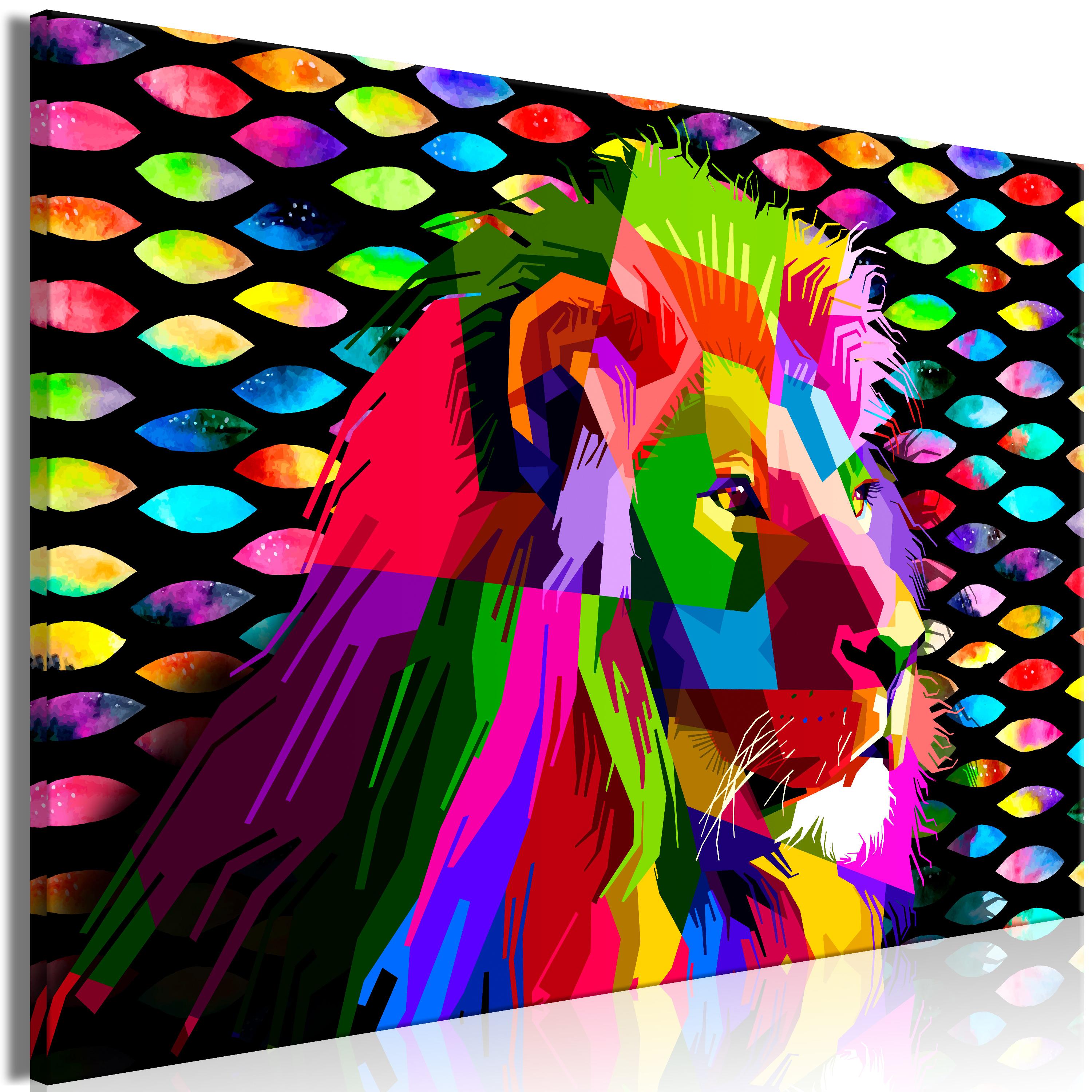 Billede - Rainbow Lion (1 Part) Wide - 60 x 40 cm - Premium Print