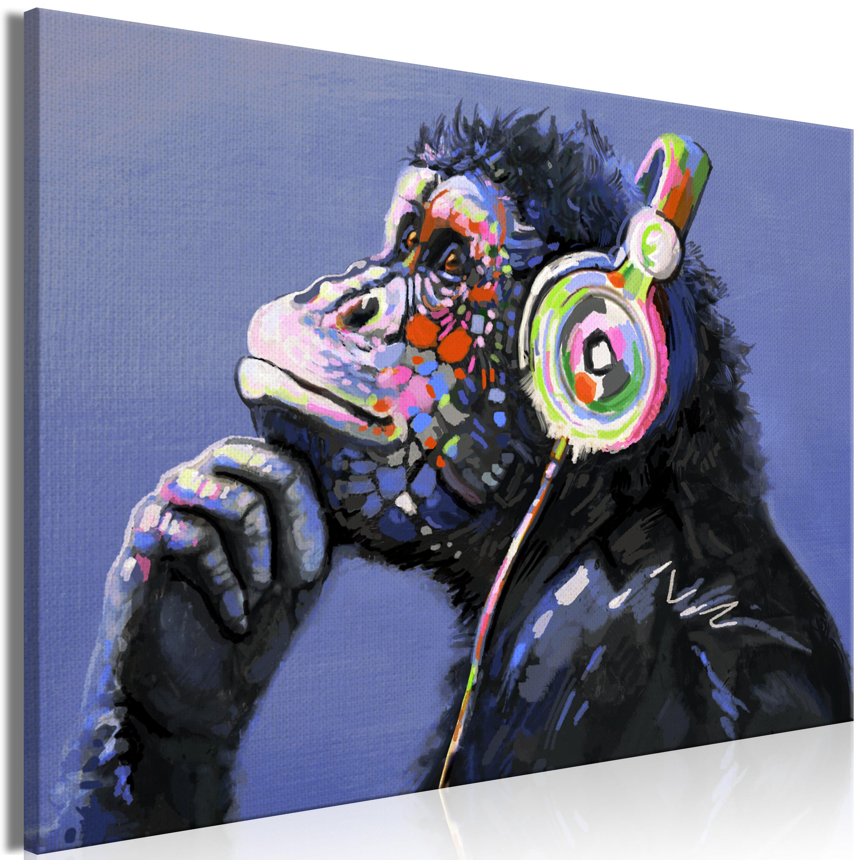 Billede - Musical Monkey (1 Part) Wide - 60 x 40 cm - På italiensk lærred