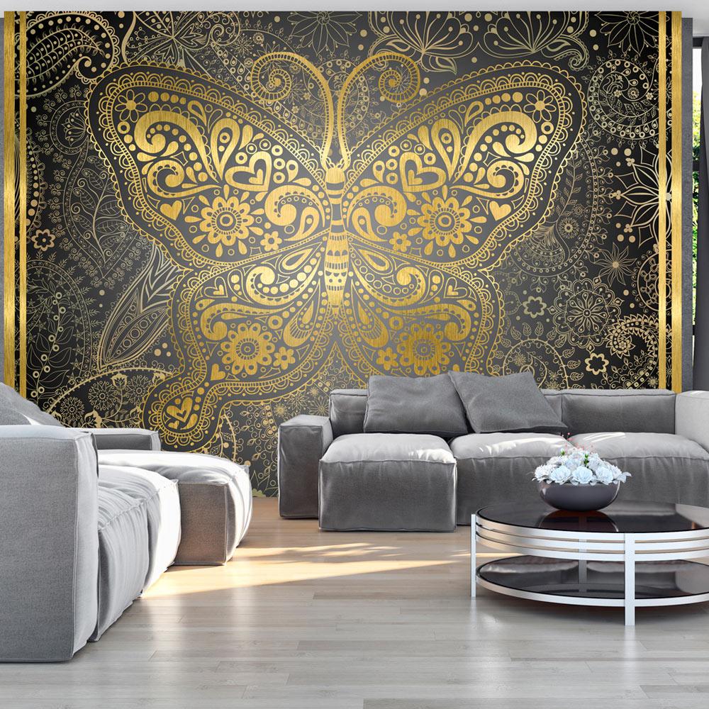 Fototapet - Golden Butterfly - 350 x 245 cm - Premium