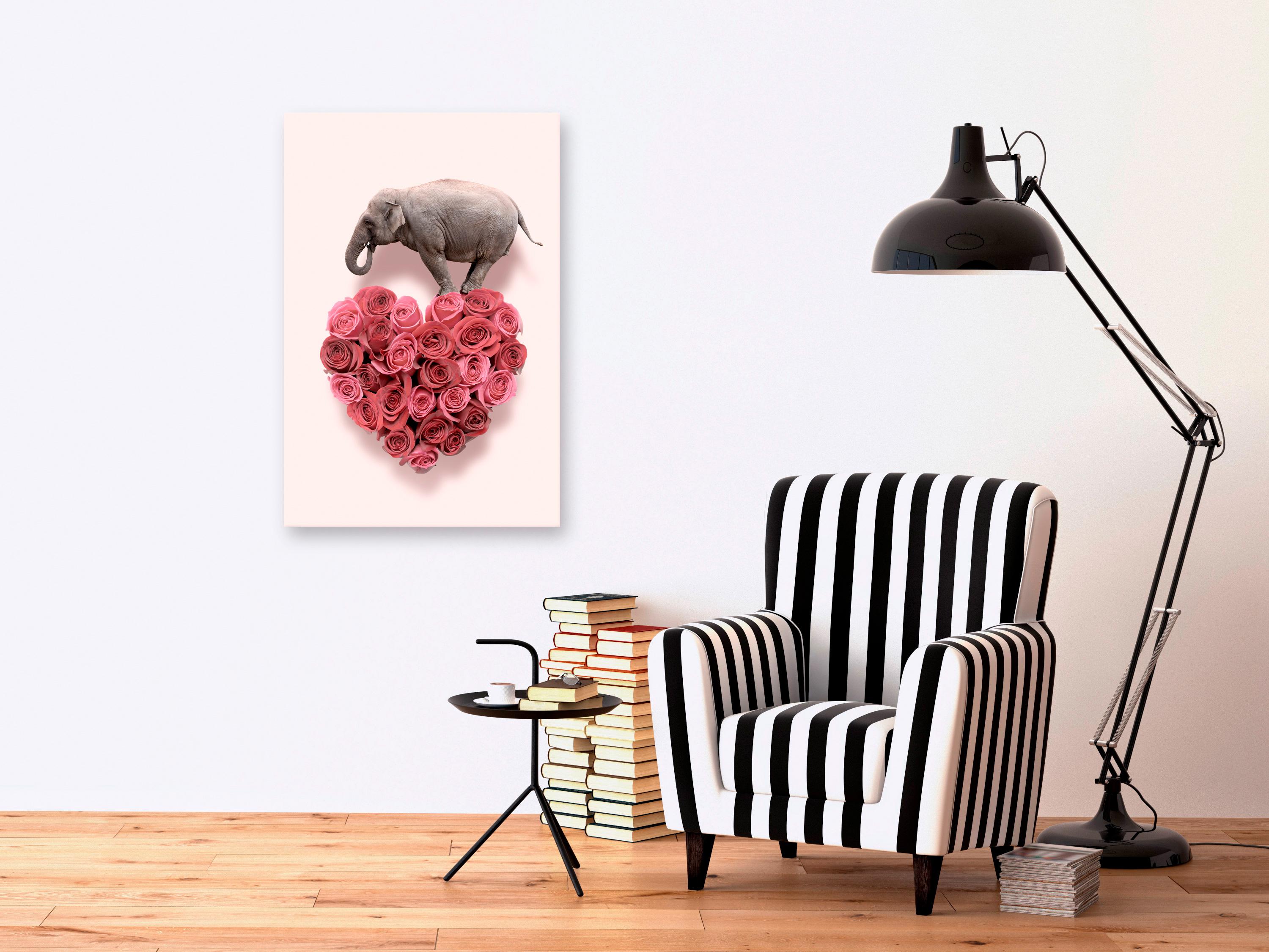 Billede - Enamored Elephant (1 Part) Vertical - 60 x 90 cm - På italiensk lærred