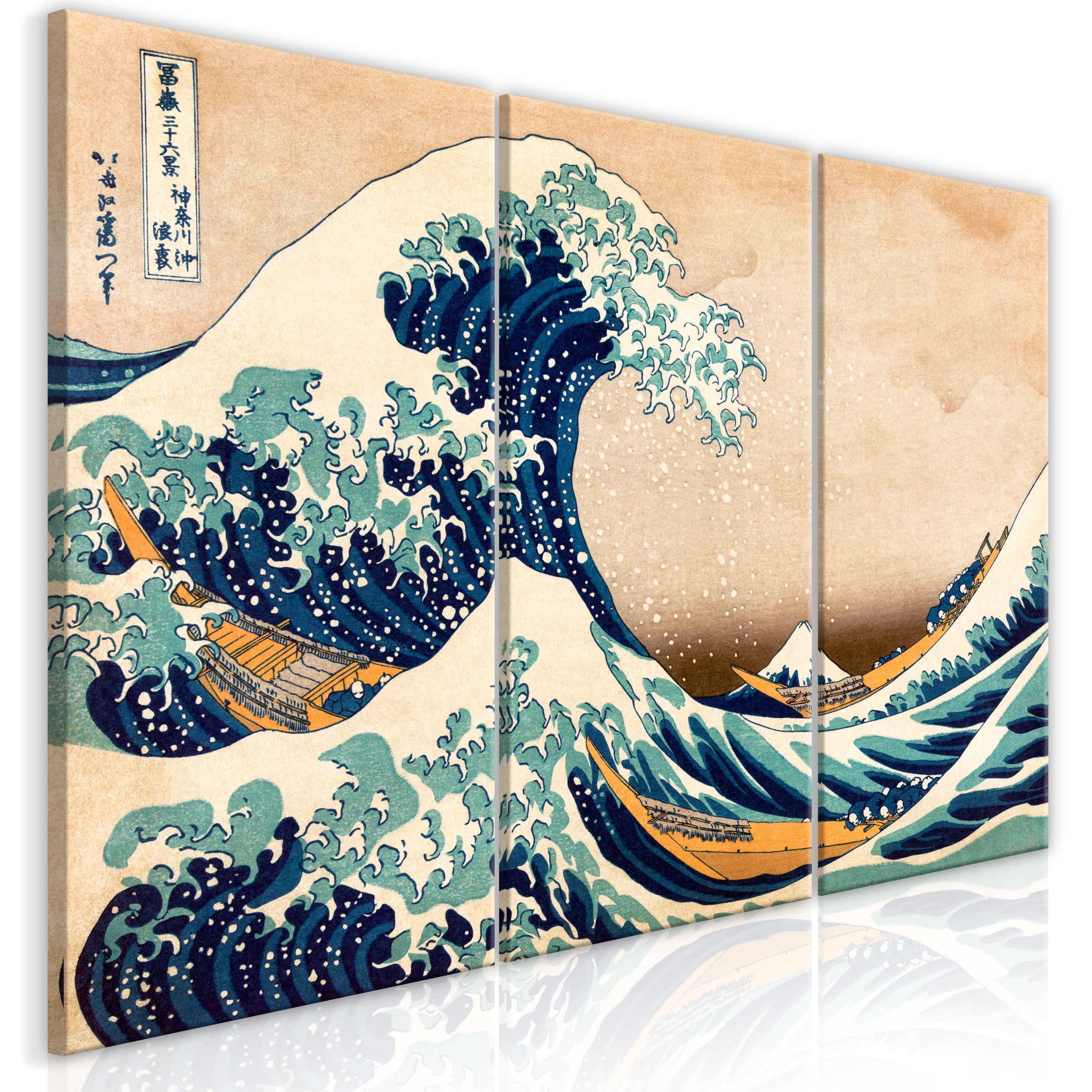 Billede - The Great Wave off Kanagawa (3 dele) - 120 x 60 cm - Premium Print