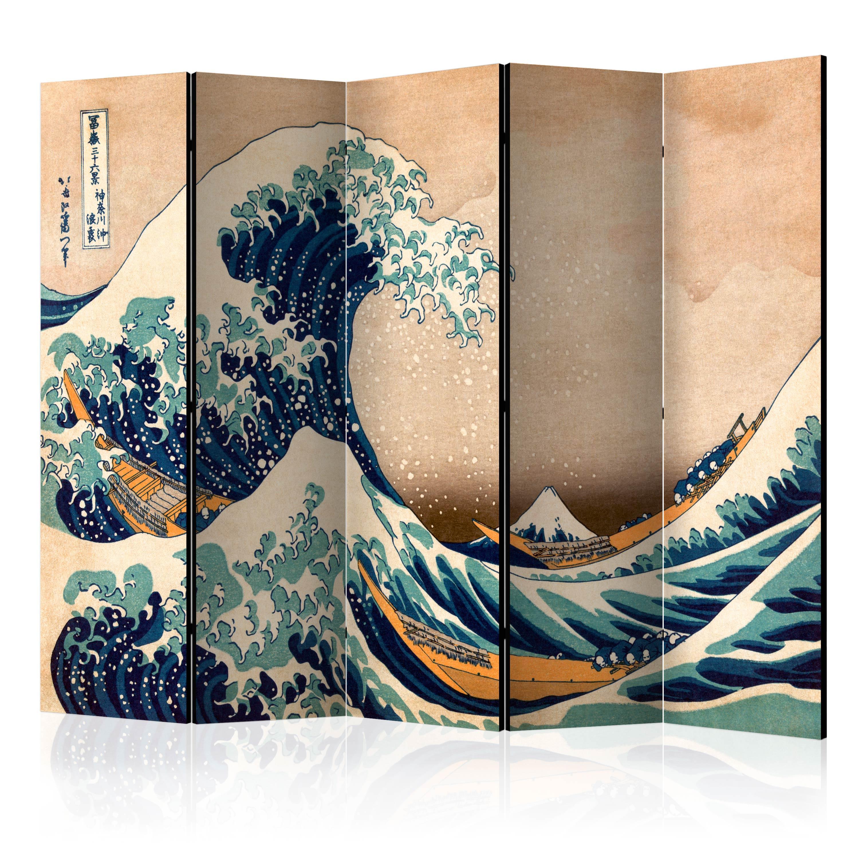 Skærmvæg - Hokusai: The Great Wave off Kanagawa (Reproduction) II - 225 x 172 cm - Akustik billede