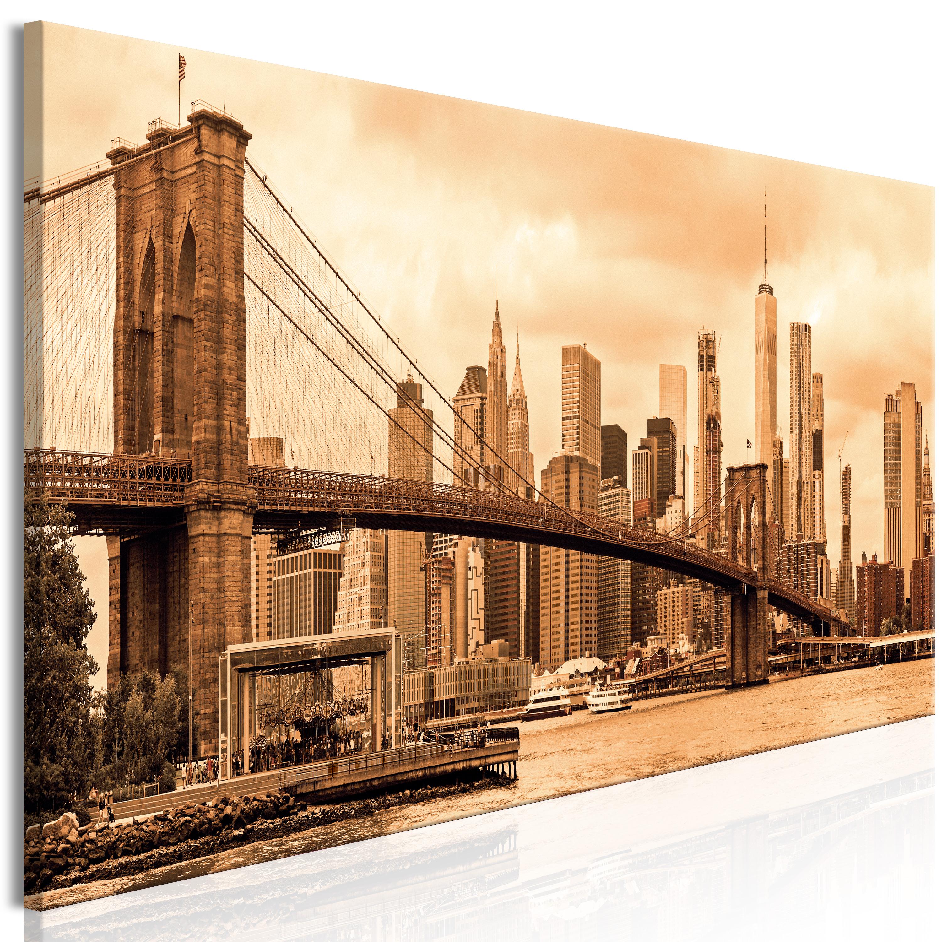 Billede - Road to Manhattan (1 Part) Narrow Sepia - 135 x 45 cm - Premium Print