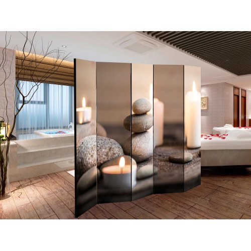 Skærmvæg Rest II 225 x 172 cm - 5-panels rumdeler med zenmotiv