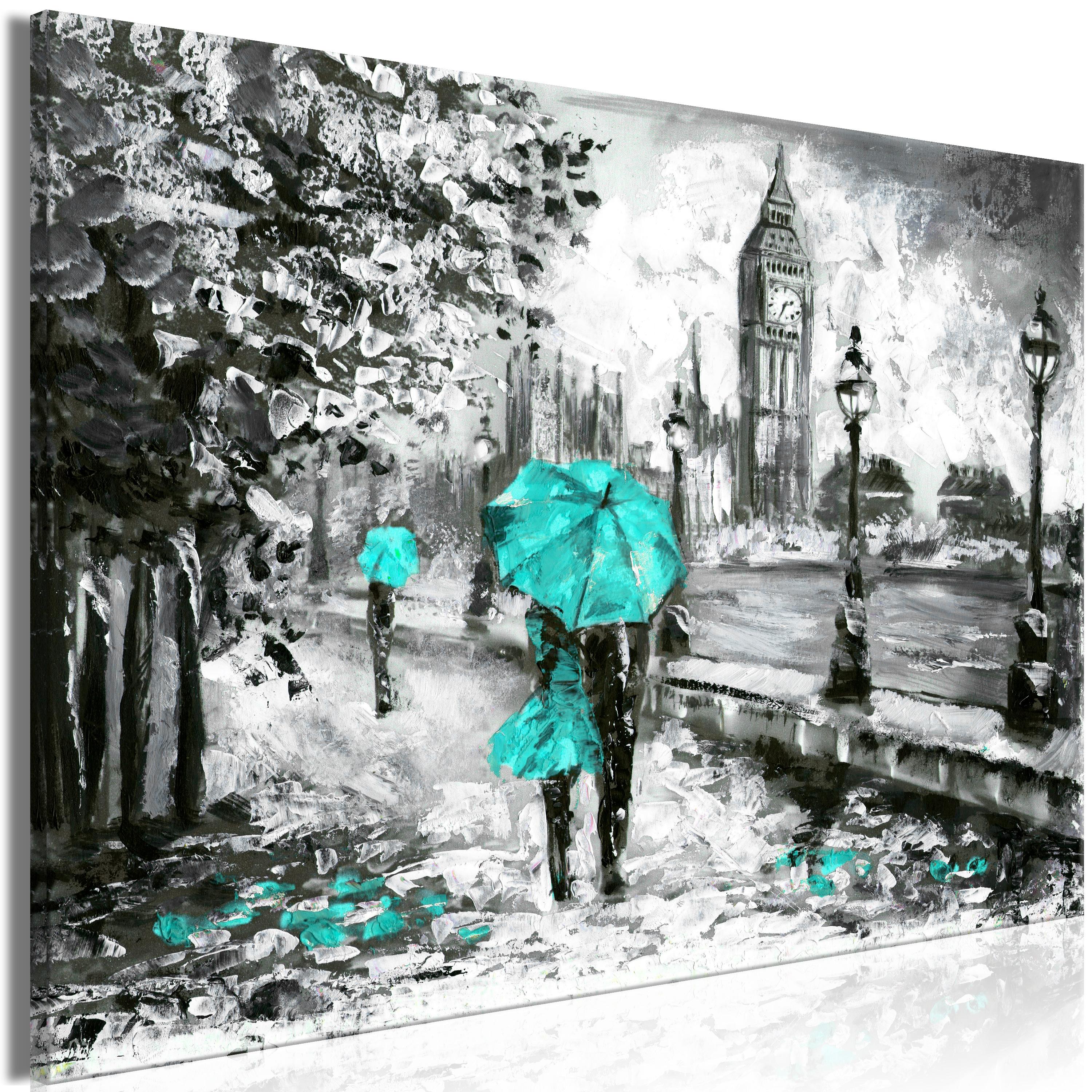 Billede - Walk in London (1 Part) Wide Turquoise - 60 x 40 cm - Standard