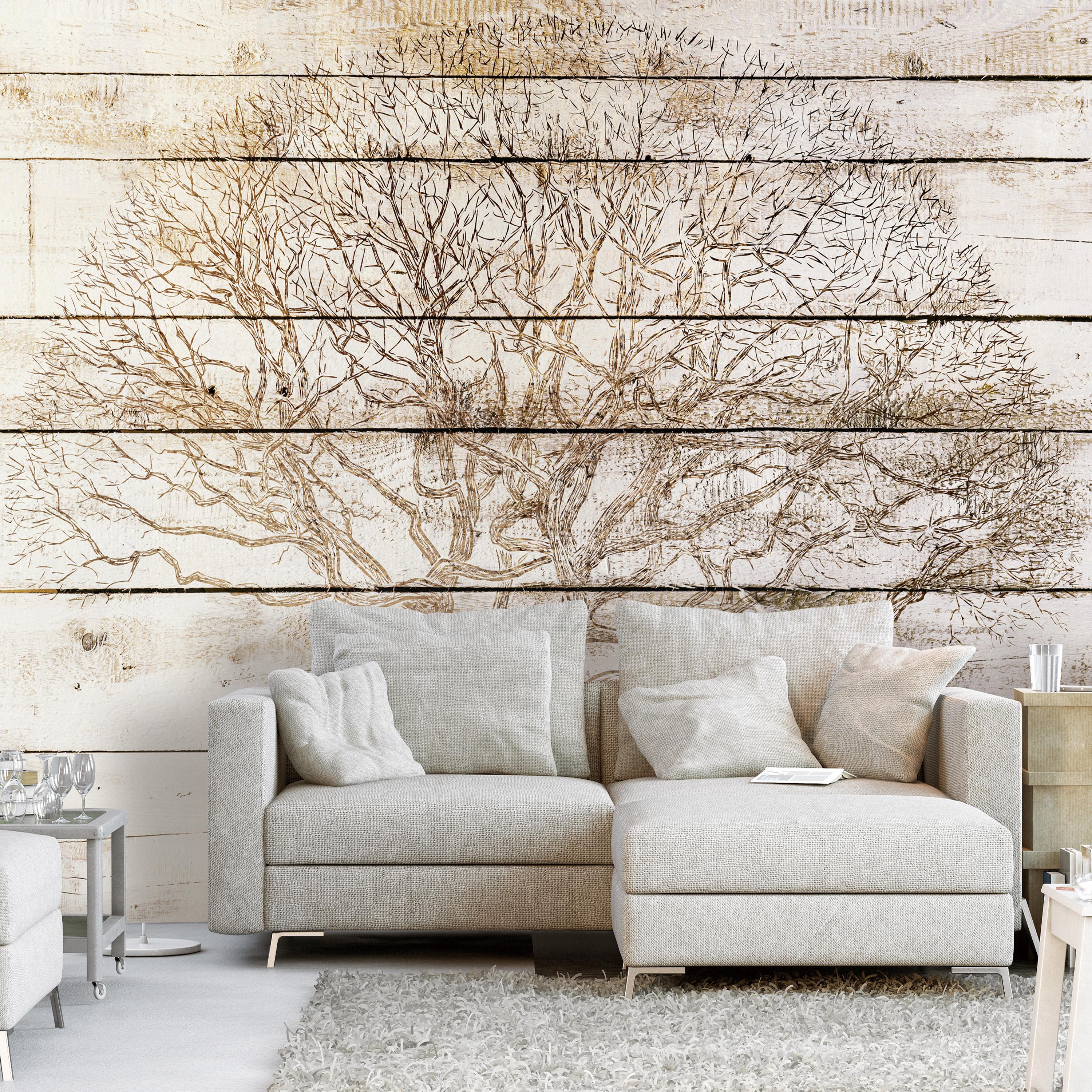 Fototapet - Tree on Boards - 392 x 280 cm - Selvklæbende