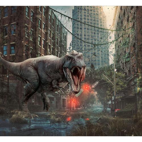 Fototapet - Dinosaur in the City