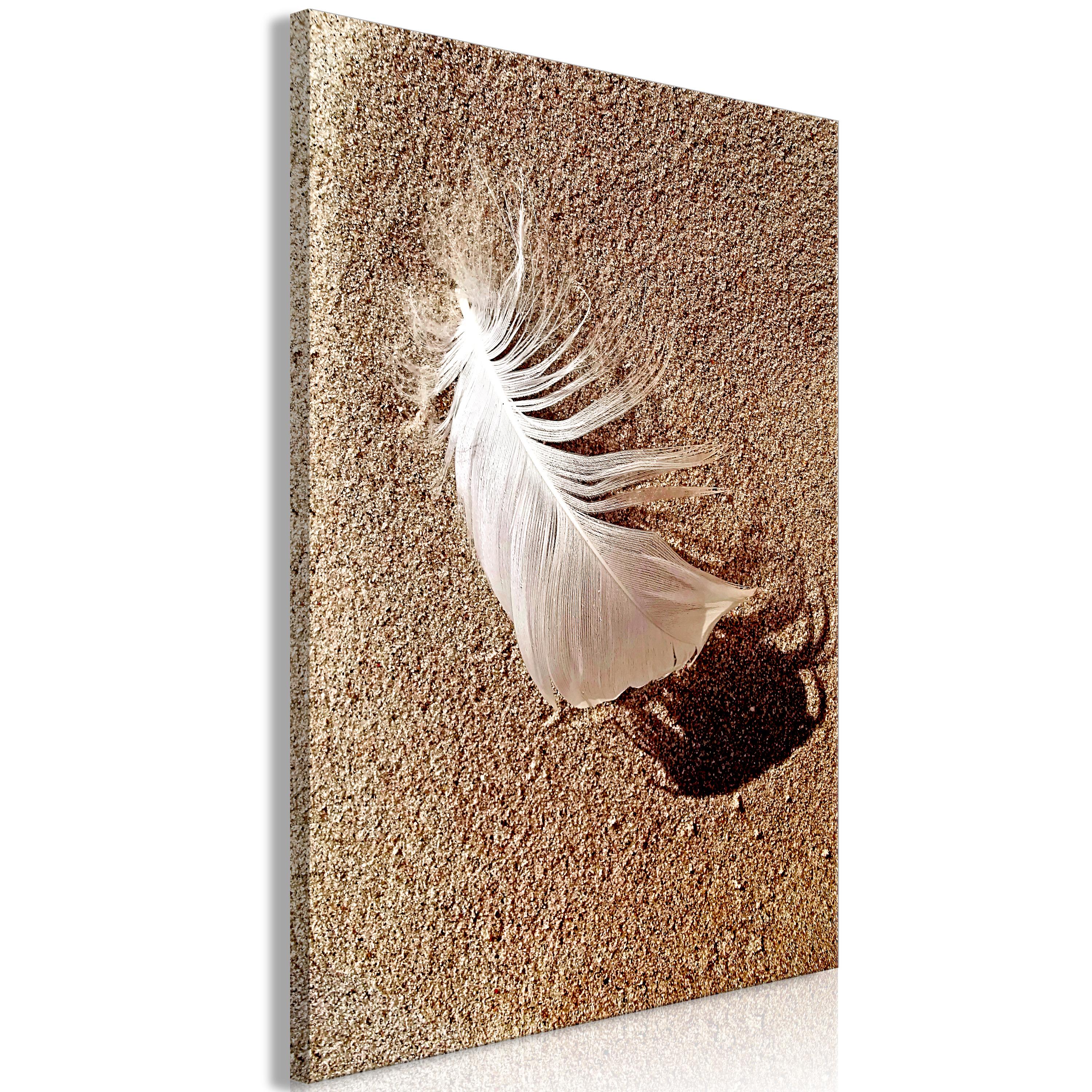 Billede - Feather on the Sand (1 Part) Vertical - 80 x 120 cm - Standard