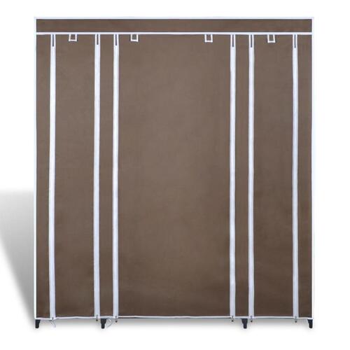 Stofklædeskab med rum og stænger 45 x 150 x176 cm brun