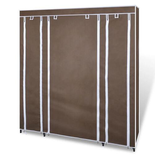 Stofklædeskab med rum og stænger 45 x 150 x176 cm brun