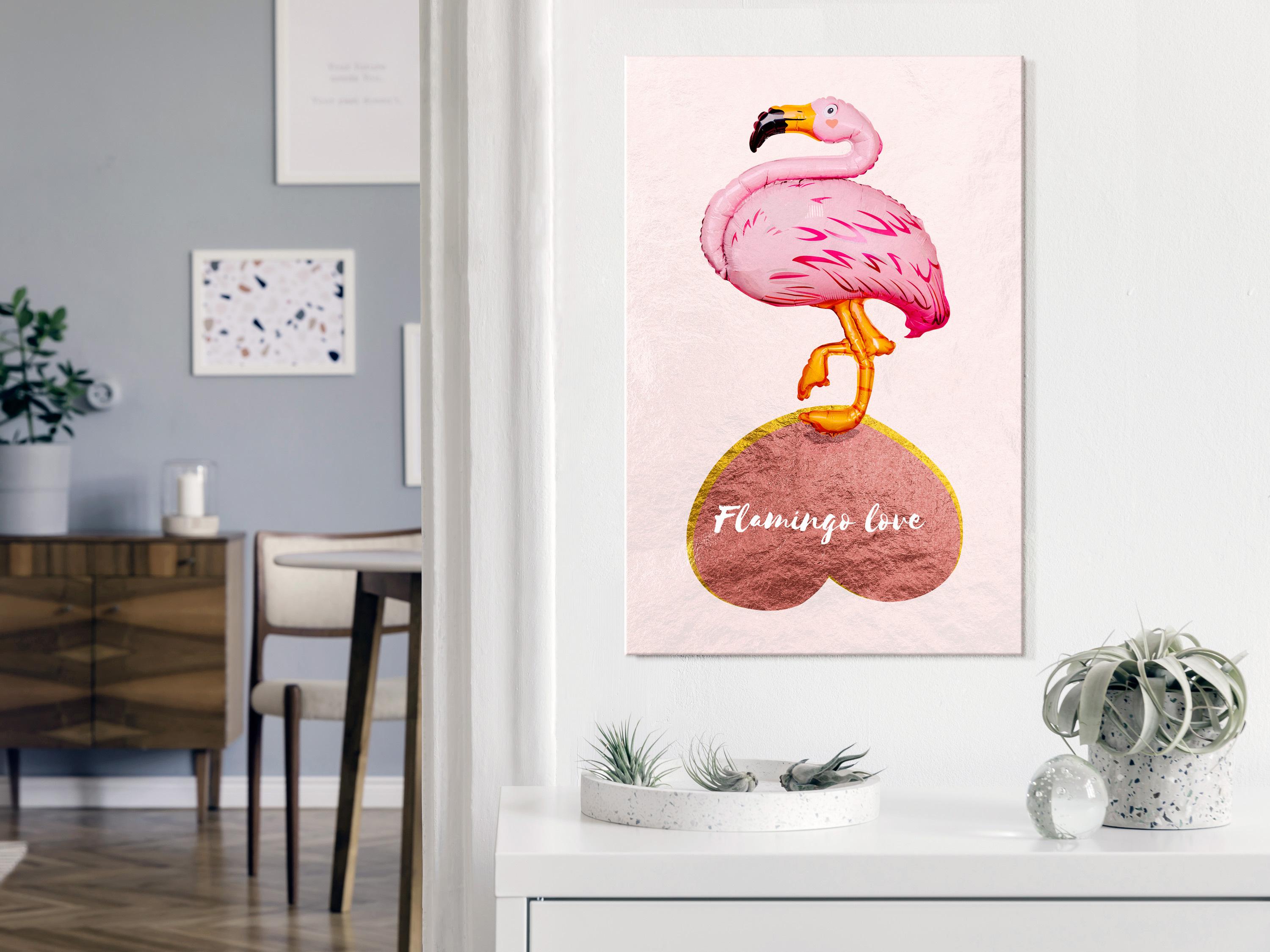 Billede - Flamingo in Love (1 Part) Vertical - 40 x 60 cm - Premium Print