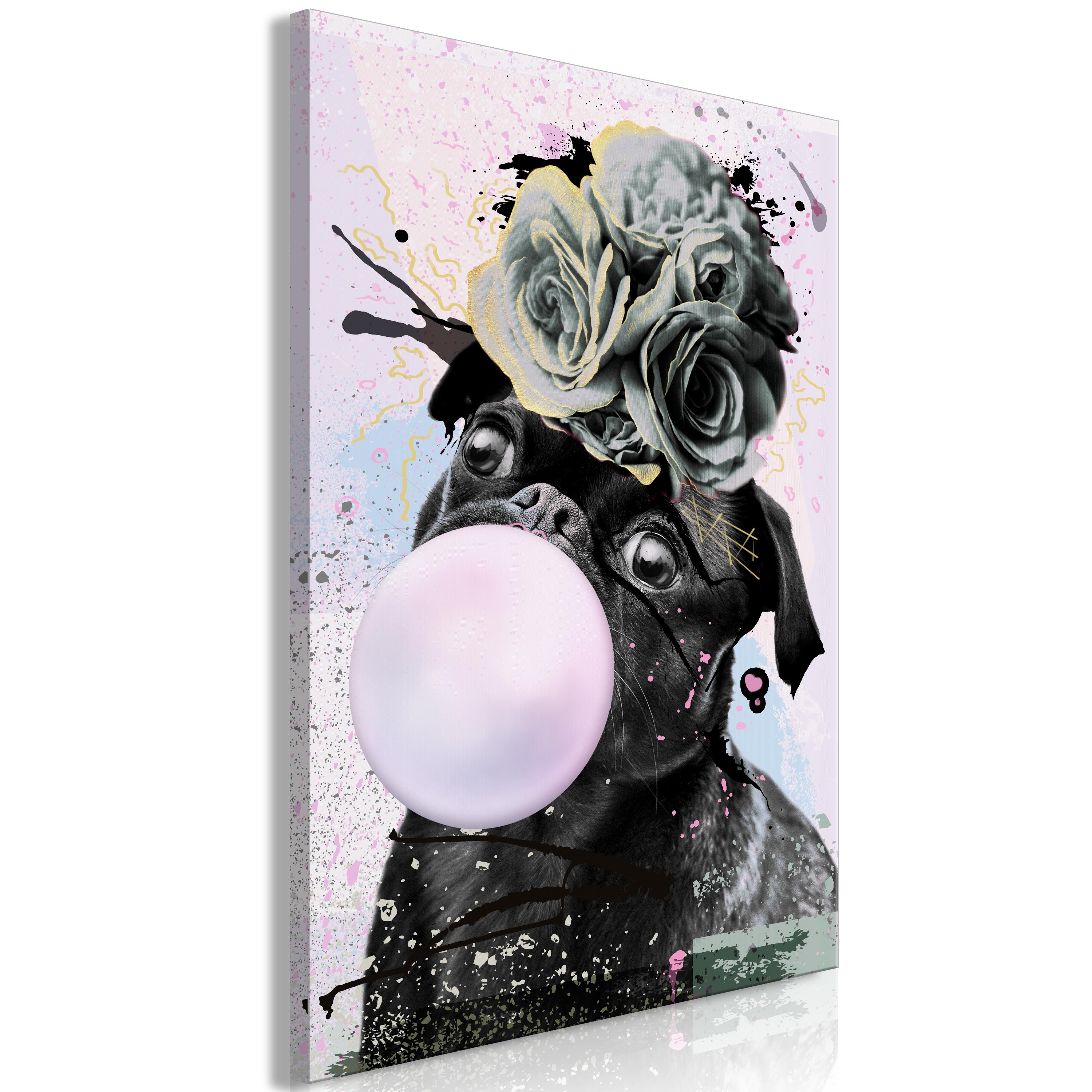 Billede - Pug With Bubble Gum (1 Part) Vertical - 20 x 30 cm - Premium Print