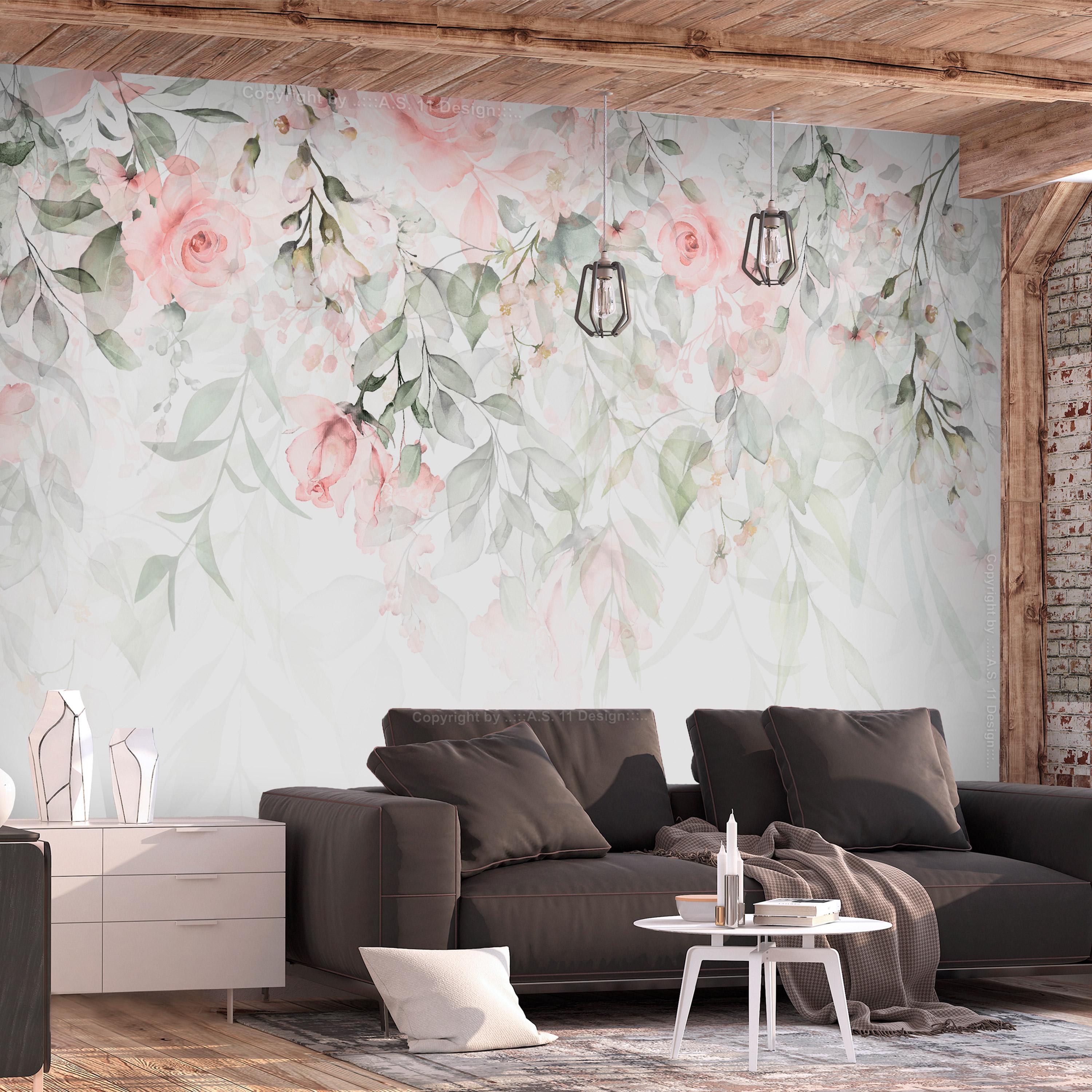 Fototapet - Waterfall of Roses - First Variant - 392 x 280 cm - Selvklæbende