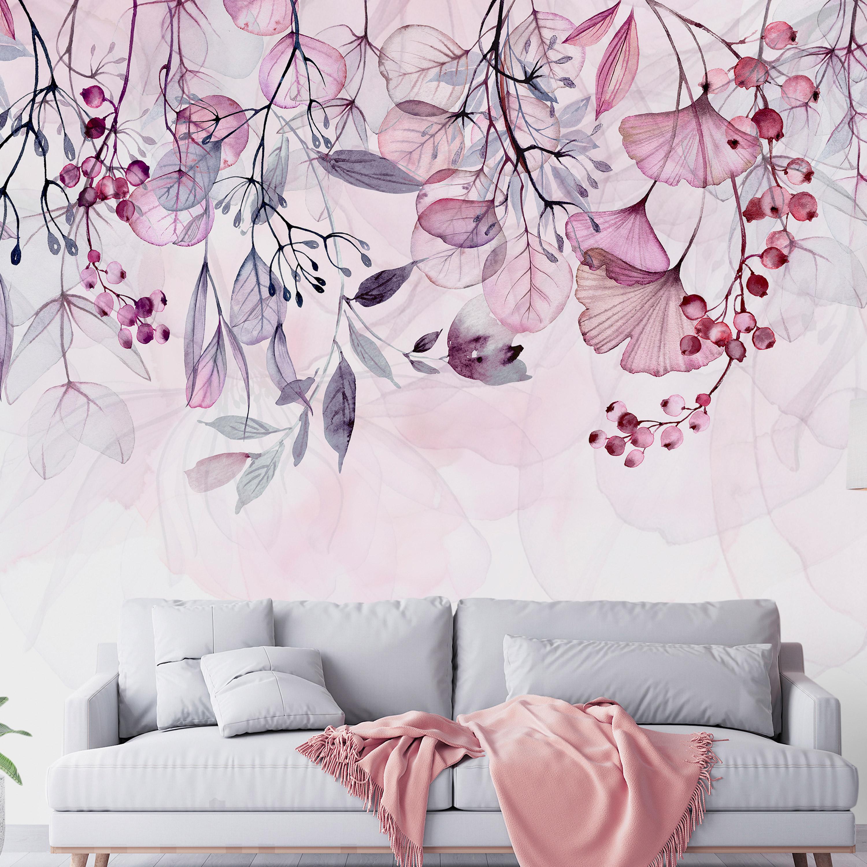 Fototapet - Foggy Nature - Pink - 98 x 70 cm - Selvklæbende