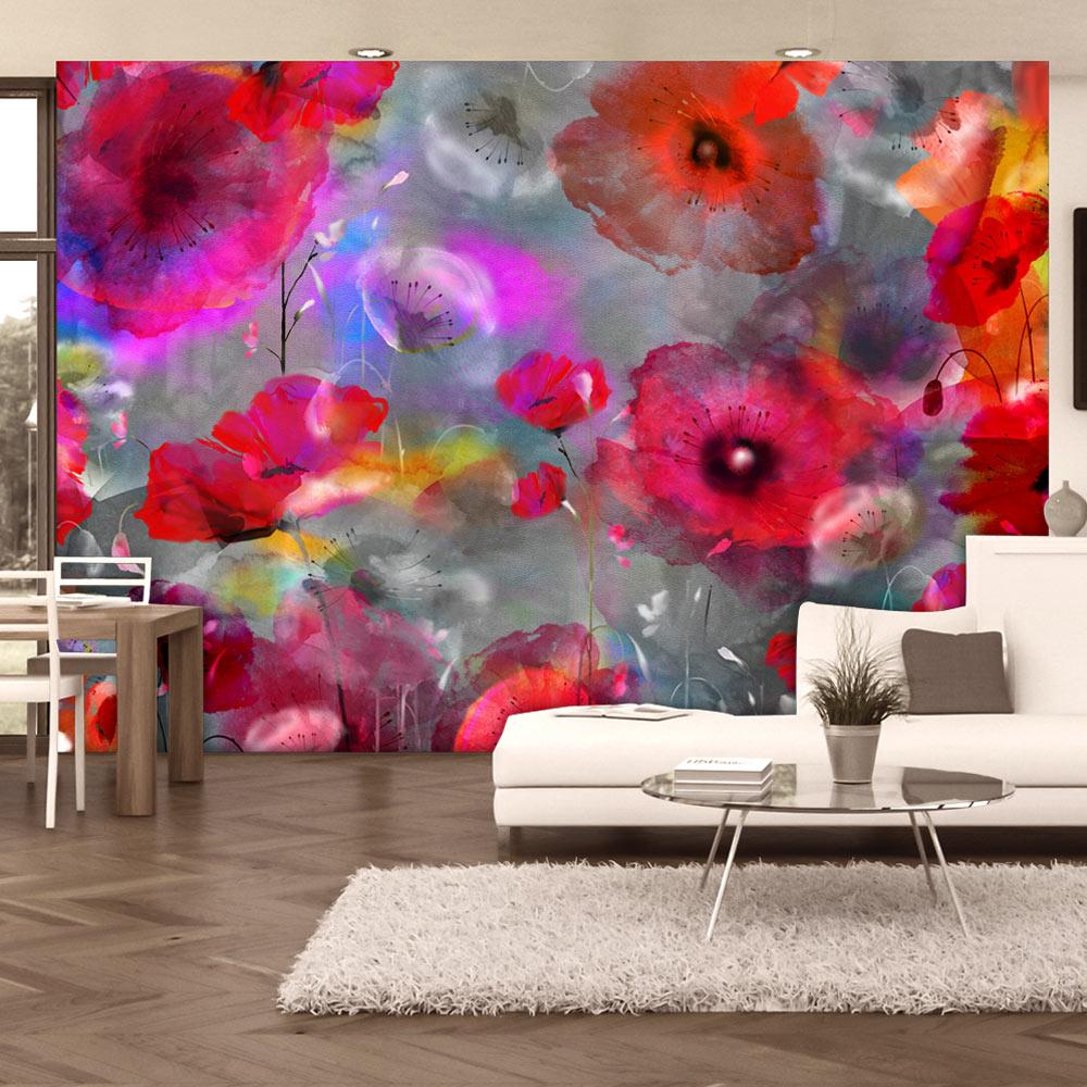 Fototapet - Painted Poppies - 147 x 105 cm - Selvklæbende