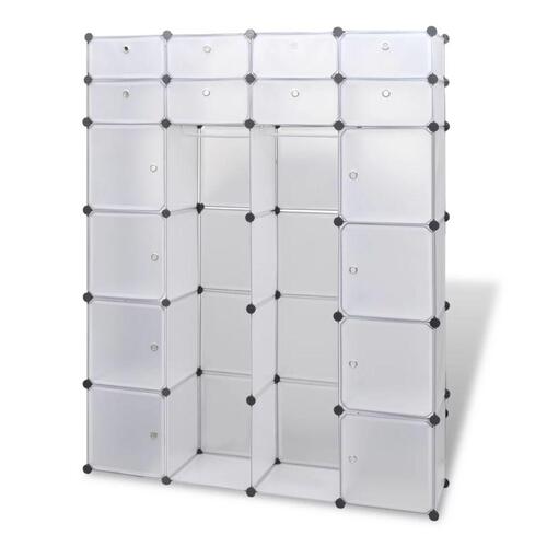Modulskab med 18 rum 37x146x180,5 cm hvid