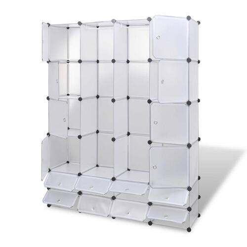 Modulskab med 18 rum 37x146x180,5 cm hvid