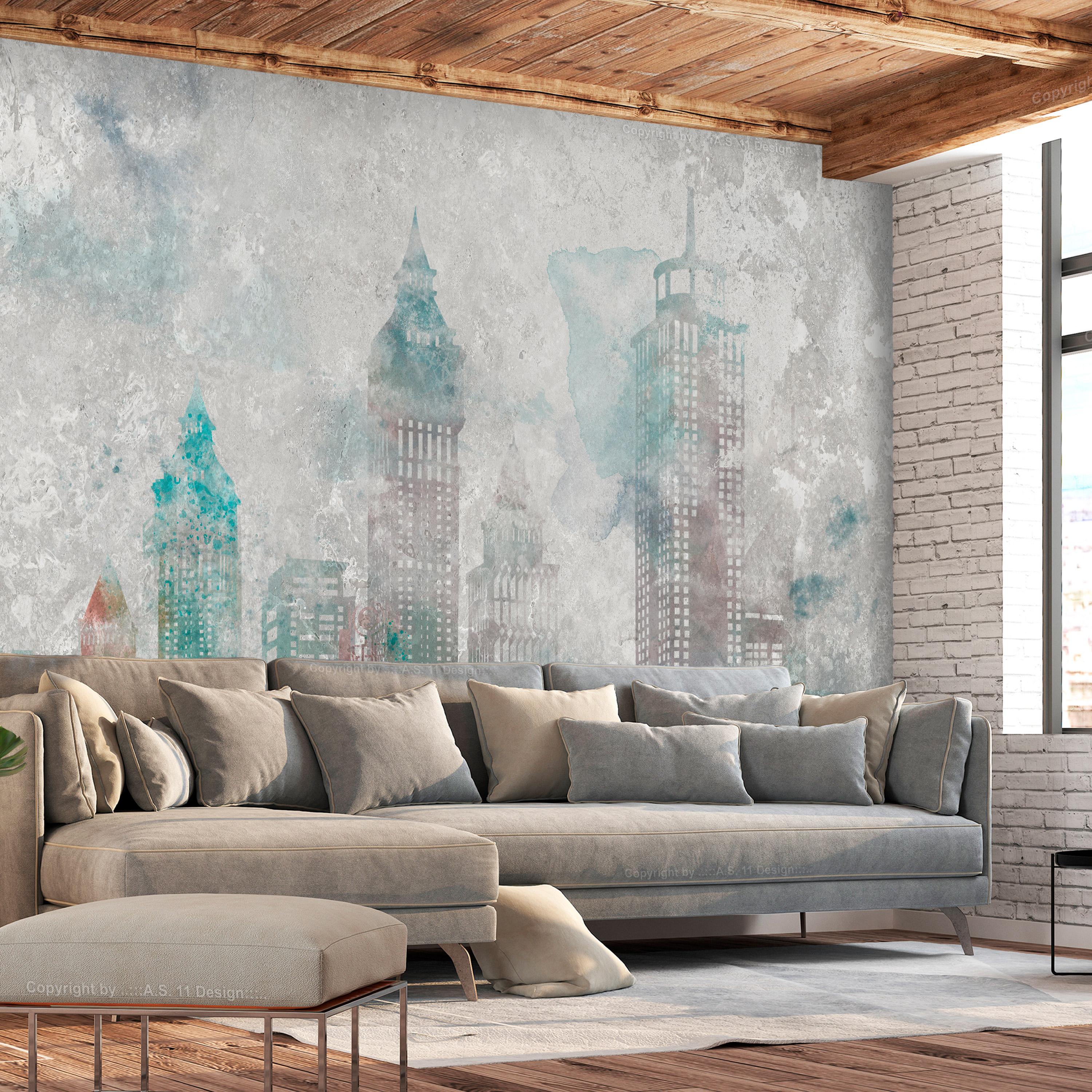 Fototapet - Watercolour City - 392 x 280 cm - Selvklæbende