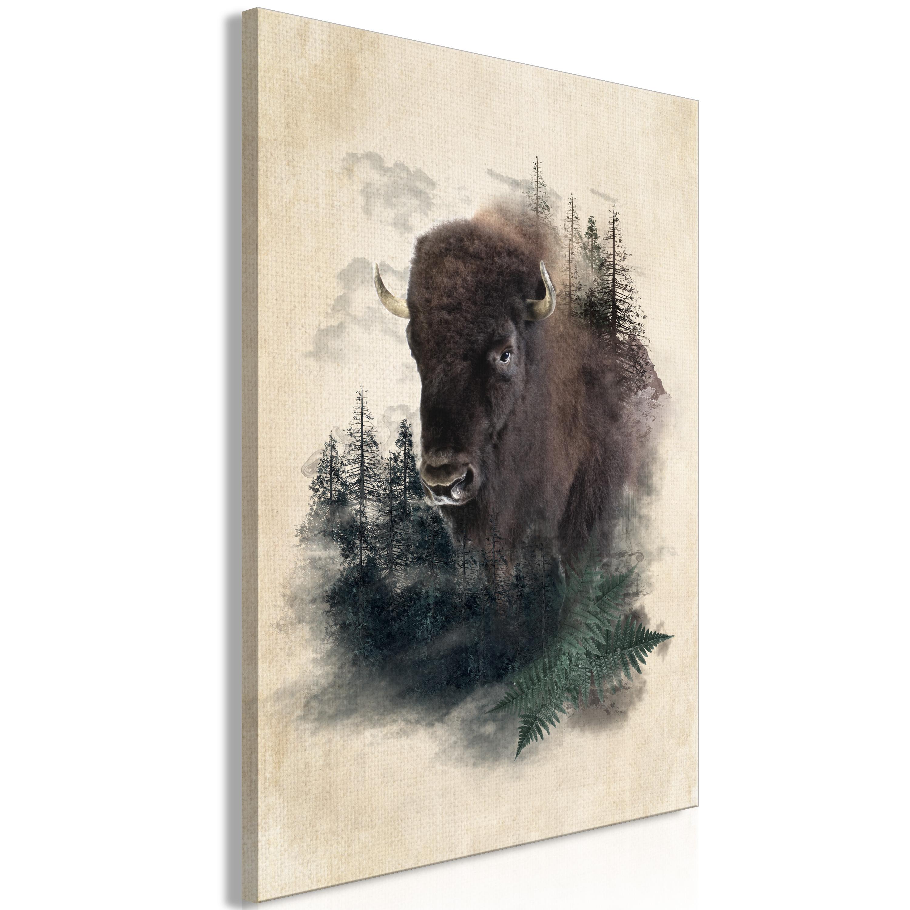 Billede - Stately Buffalo (1 Part) Vertical - 40 x 60 cm - På italiensk lærred