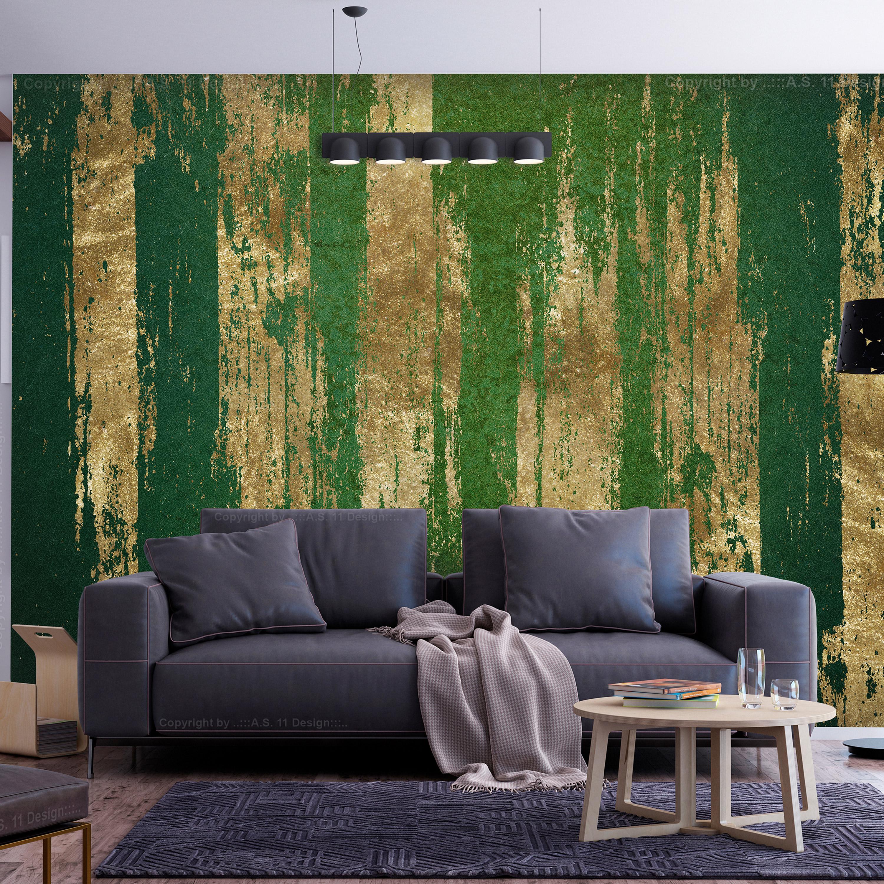 Fototapet - Golden-Green Expression - 392 x 280 cm - Selvklæbende