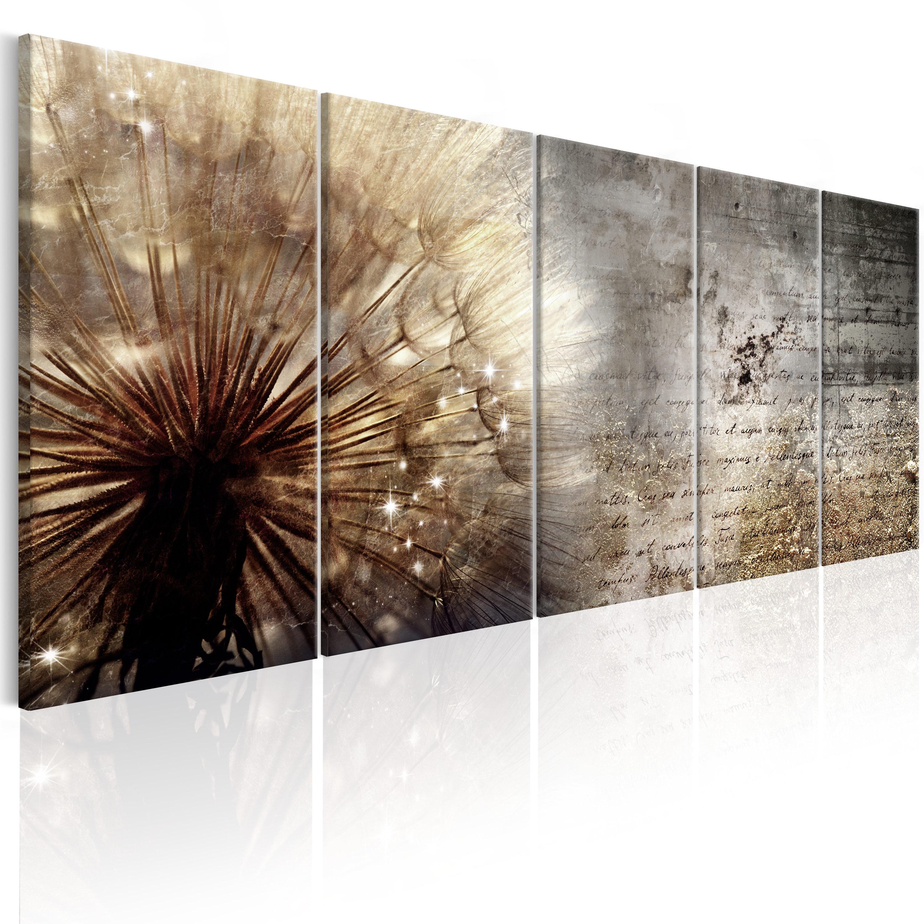 Billede - Beige Dandelion - 200 x 80 cm - På italiensk lærred