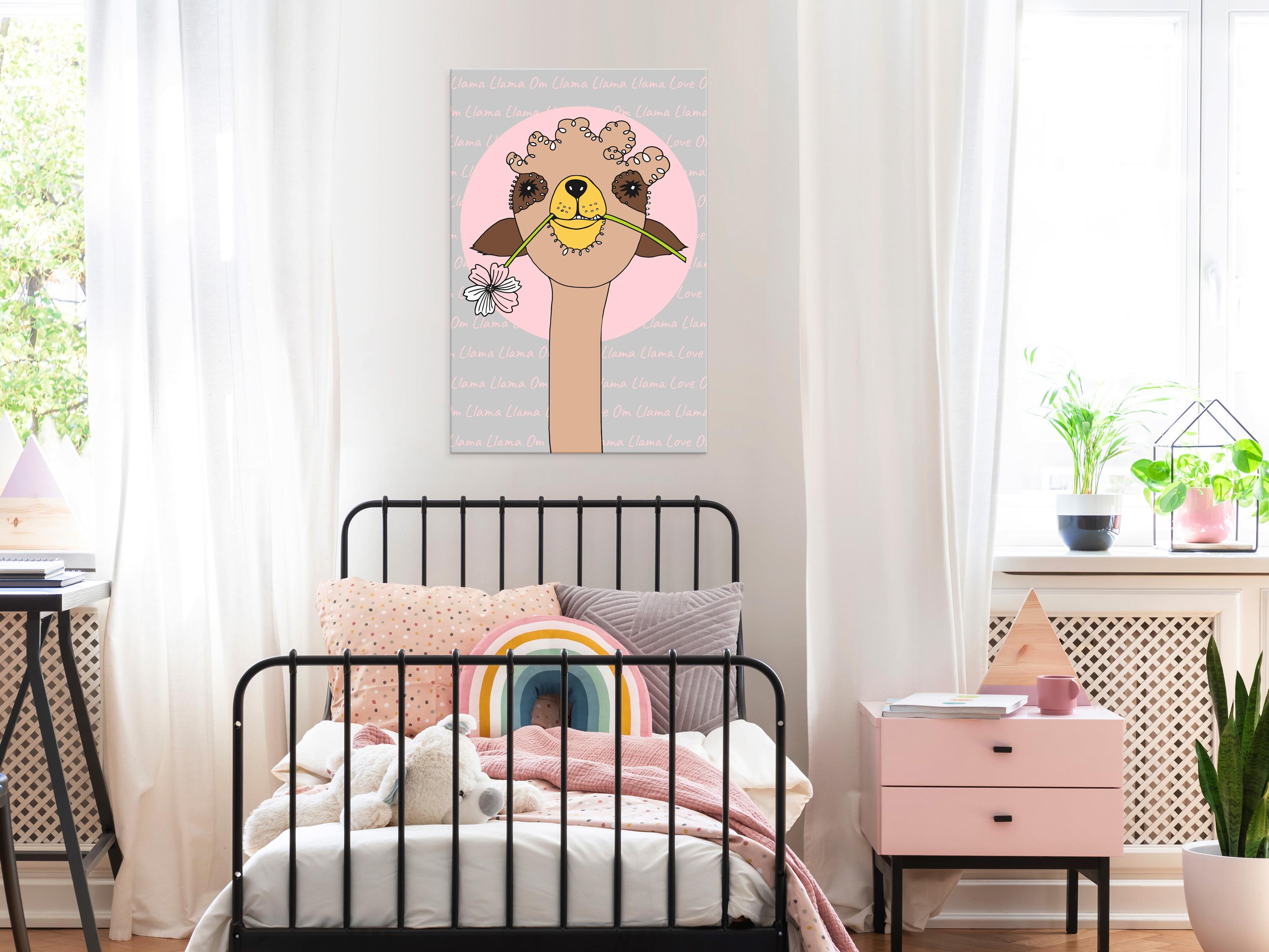 Billede - Happy Llama (1 Part) Vertical - 60 x 90 cm - Premium Print