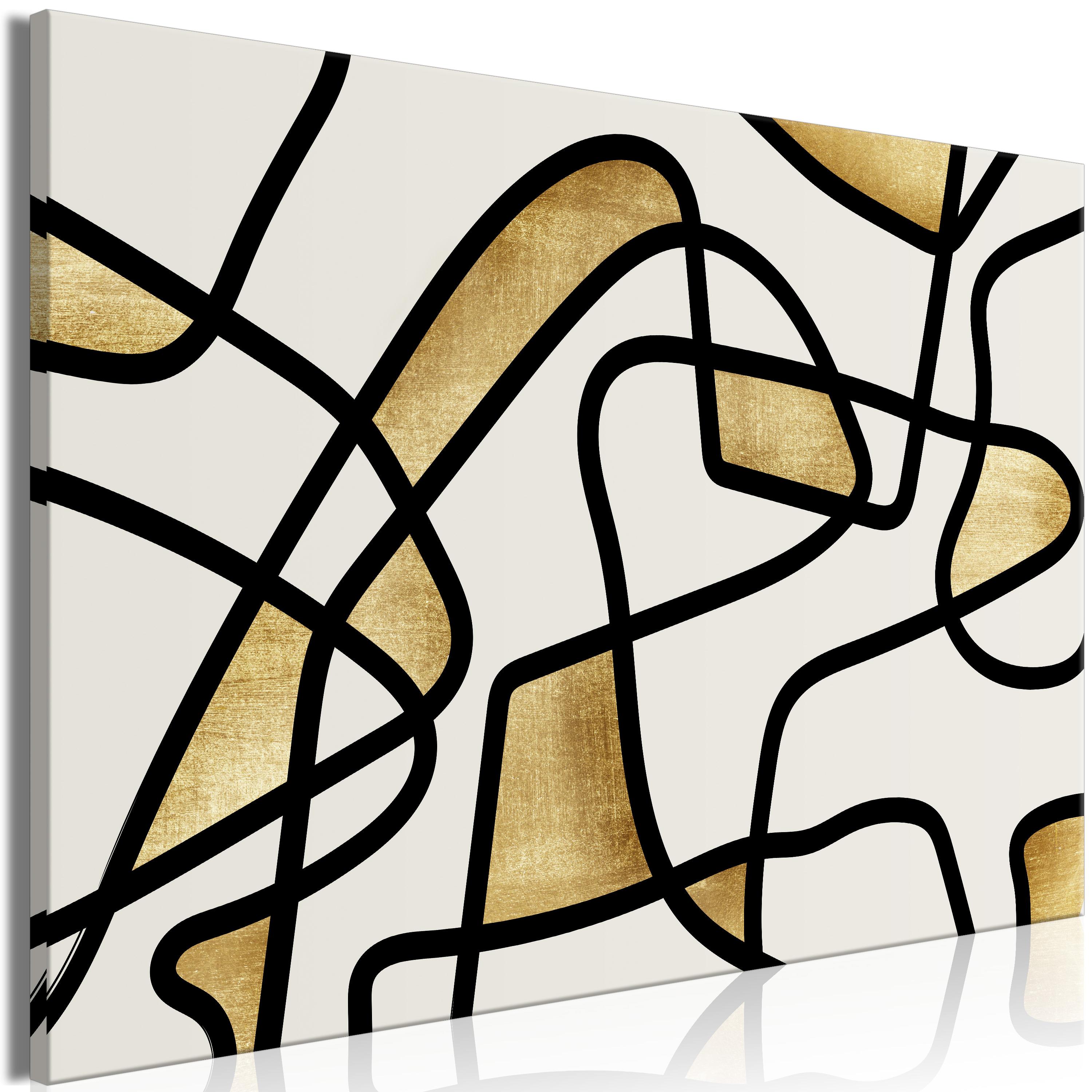 Billede - Golden Spiral (1 Part) Wide - 30 x 20 cm - Standard