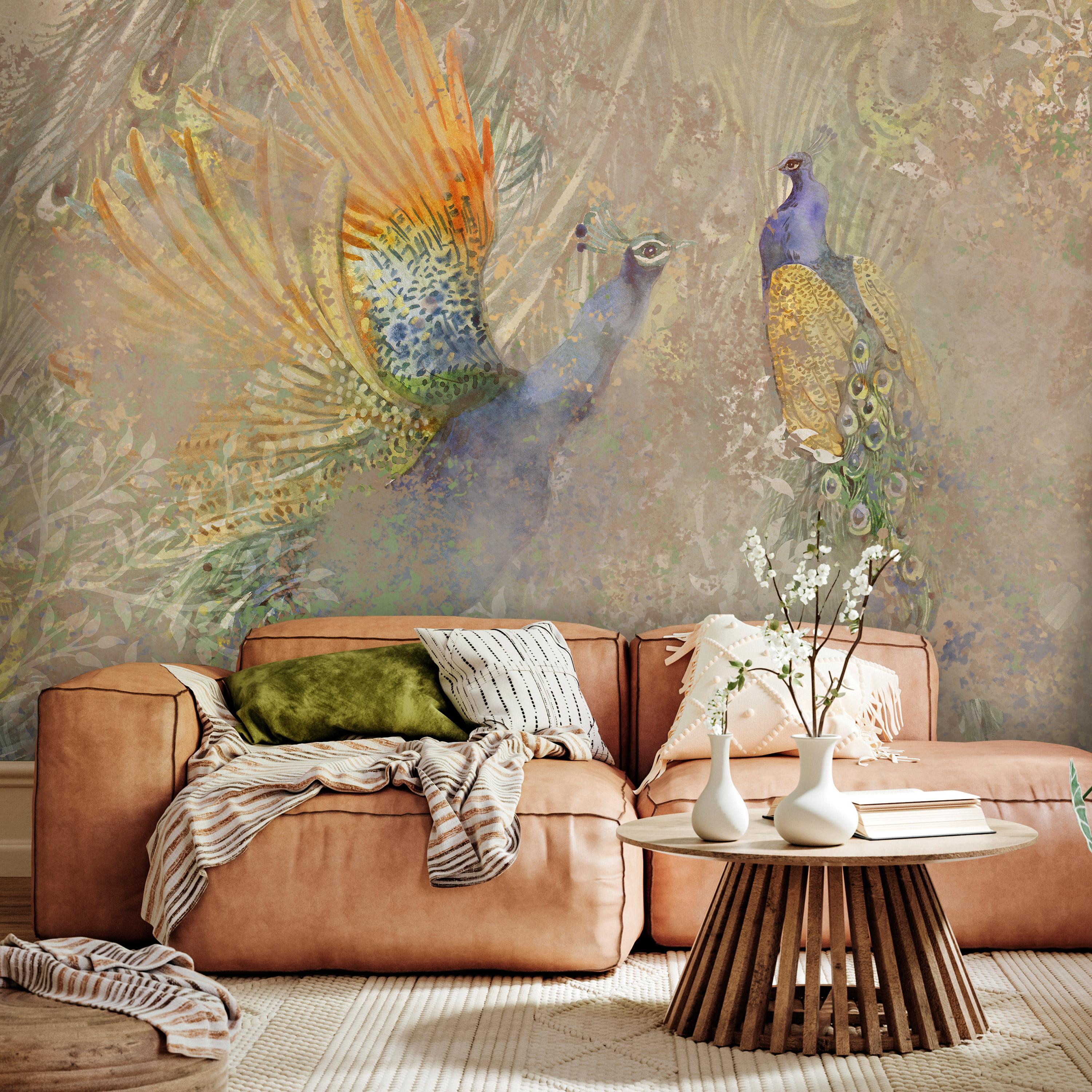Fototapet - Peacocks Dancing - First Variant - 450 x 315 cm - Standard