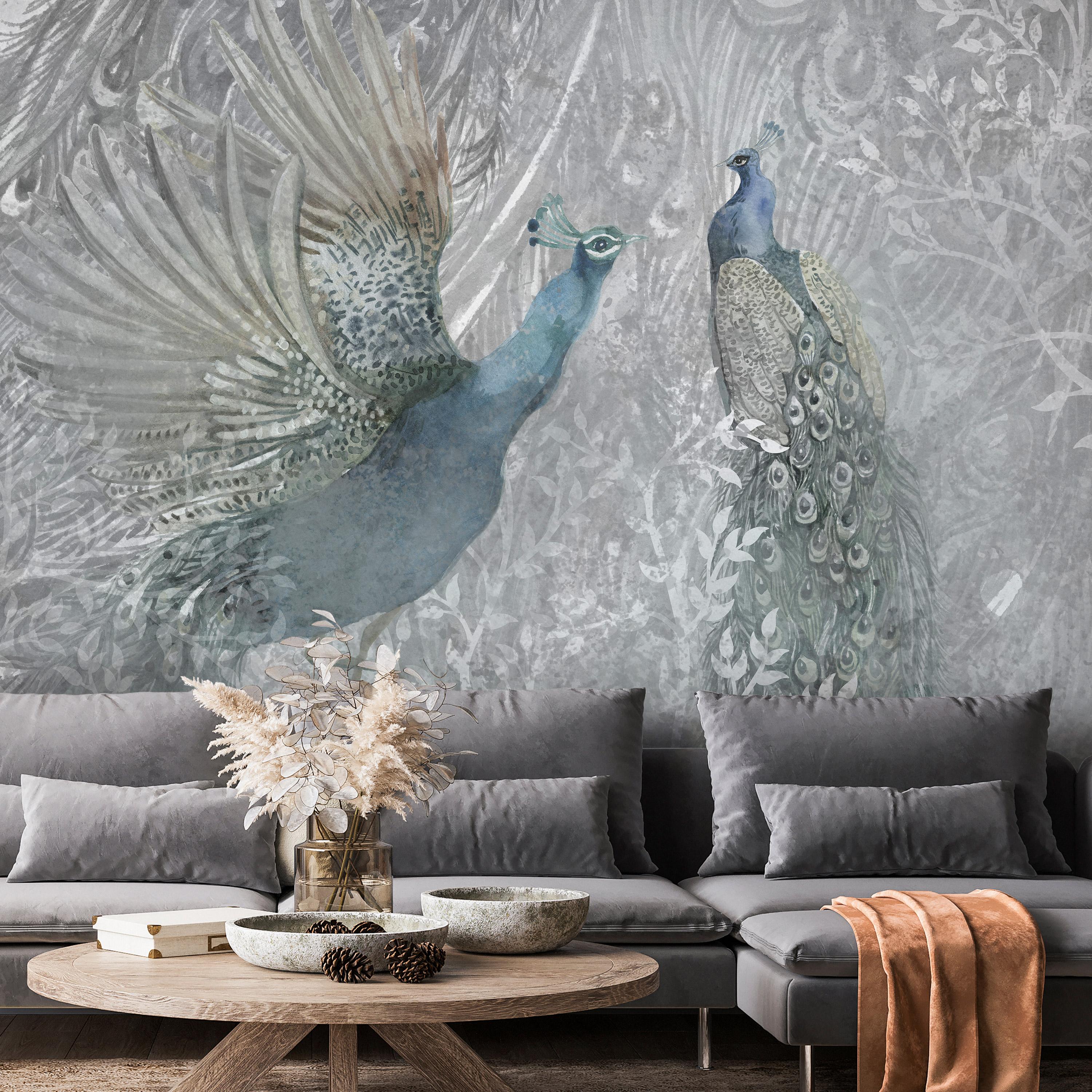 Fototapet - Peacocks Dancing - Second Variant - 147 x 105 cm - Selvklæbende