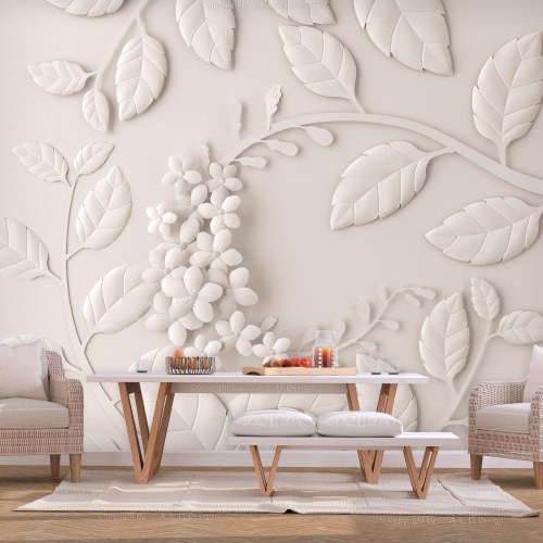 Fototapet Papirblomster - creme