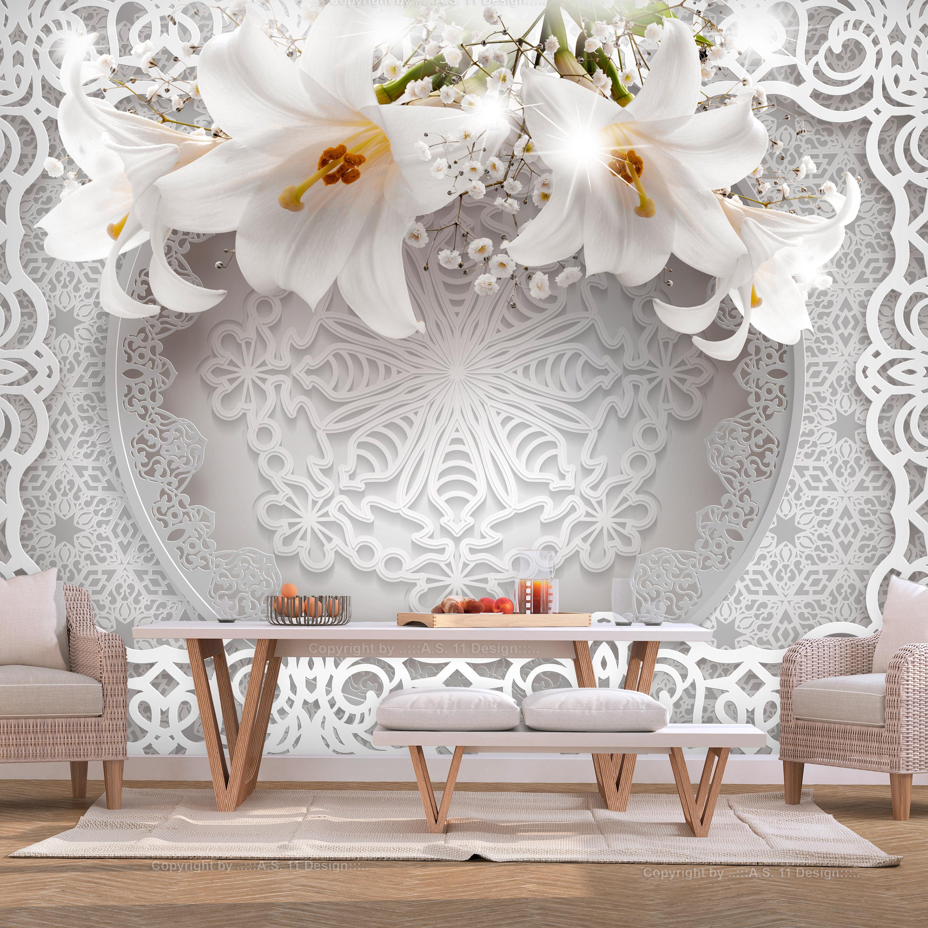 Fototapet - Lilies and Ornaments - 150 x 105 cm - Premium