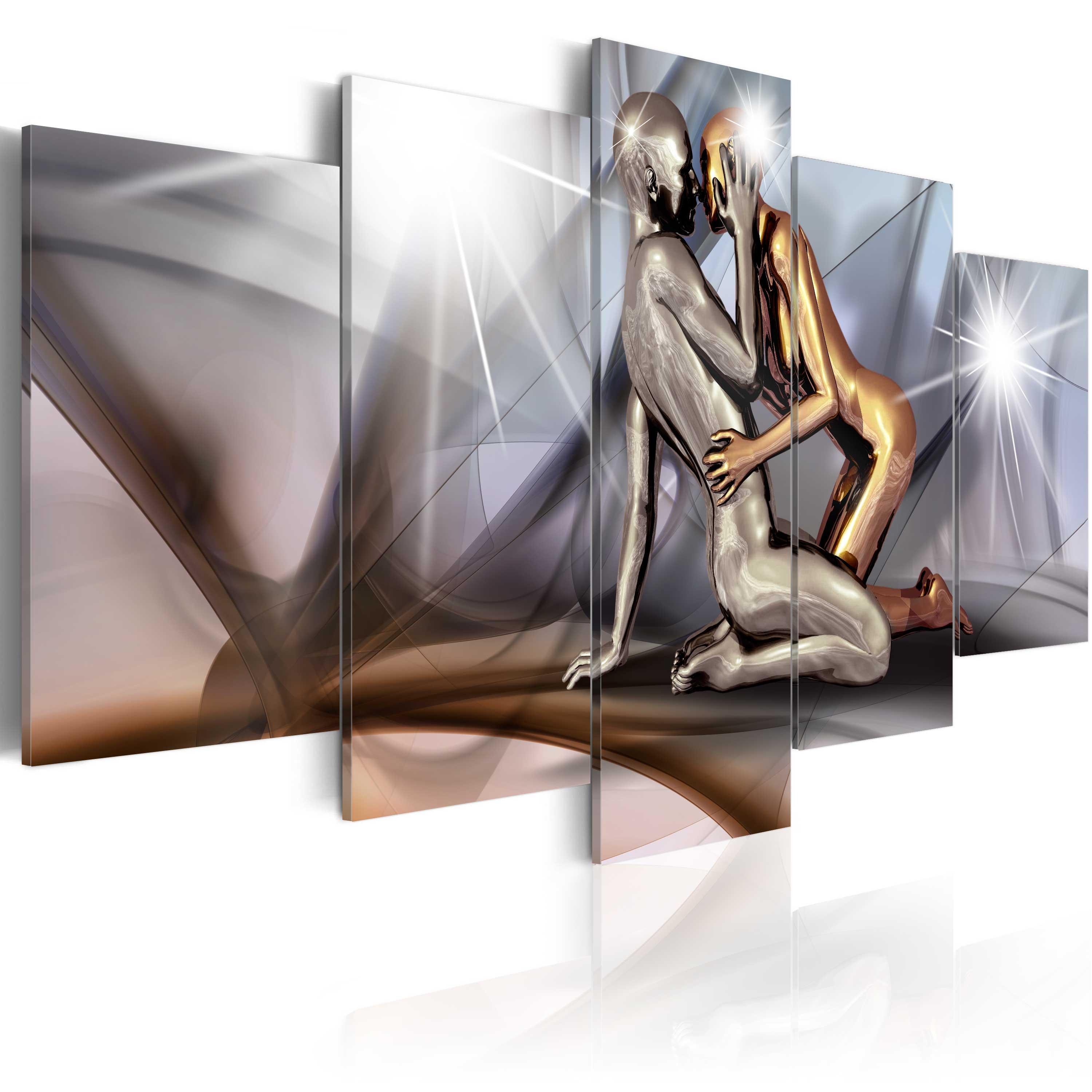 Lærredsbillede Gyldent Par - flerdelt vægdekoration i 100 x 50-225 x 112,5 cm - 200 x 100 cm - Premium Print