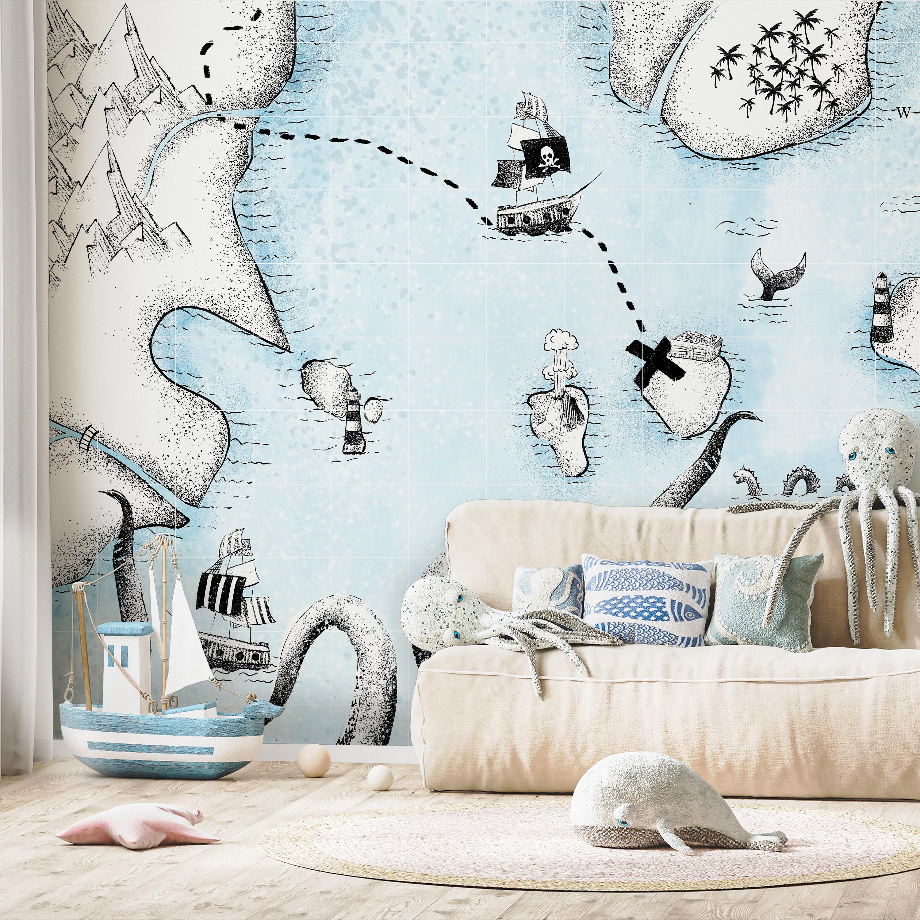 Fototapet - Treasure Map - 196 x 140 cm - Selvklæbende
