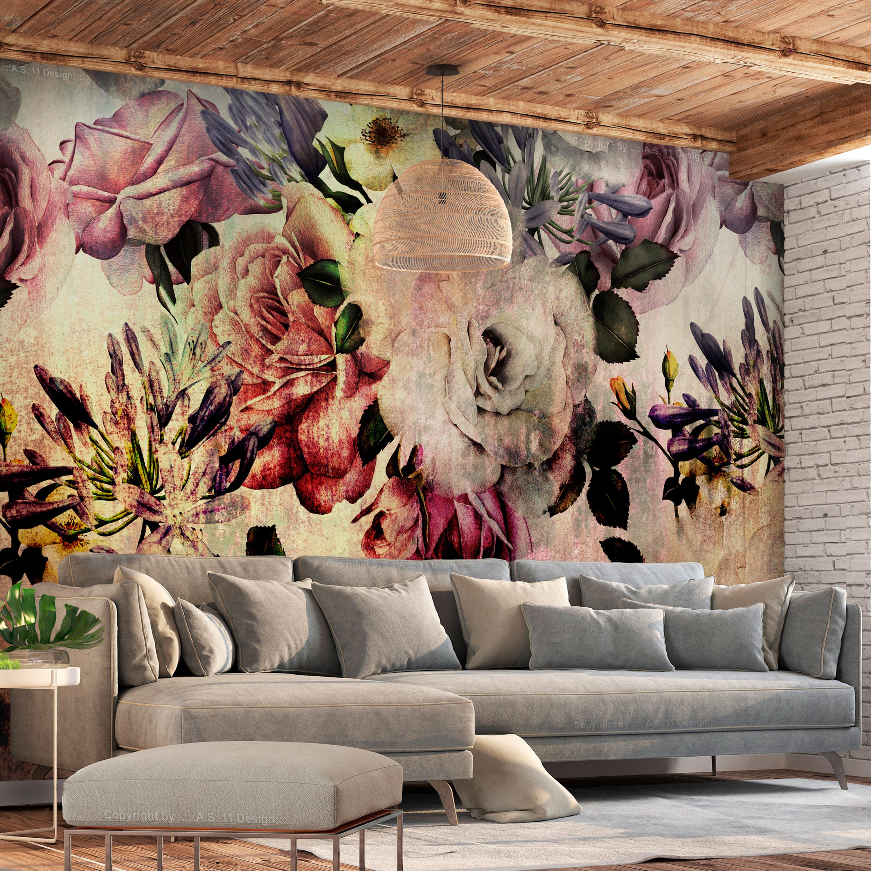 Fototapet - Nostalgia Flowers - 250 x 175 cm - Standard