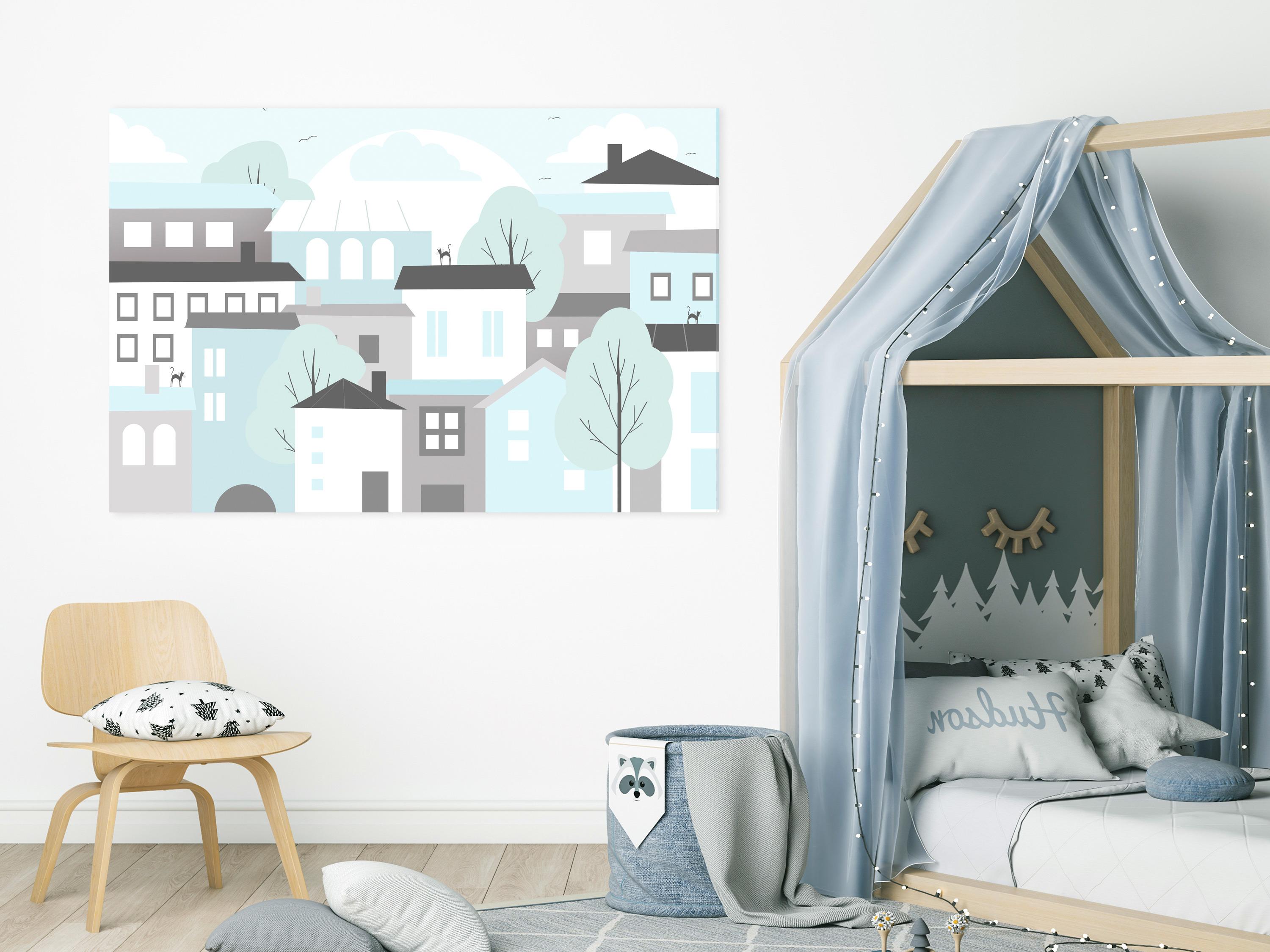 Billede - Colorful Town (1 Part) Wide - 90 x 60 cm - På italiensk lærred