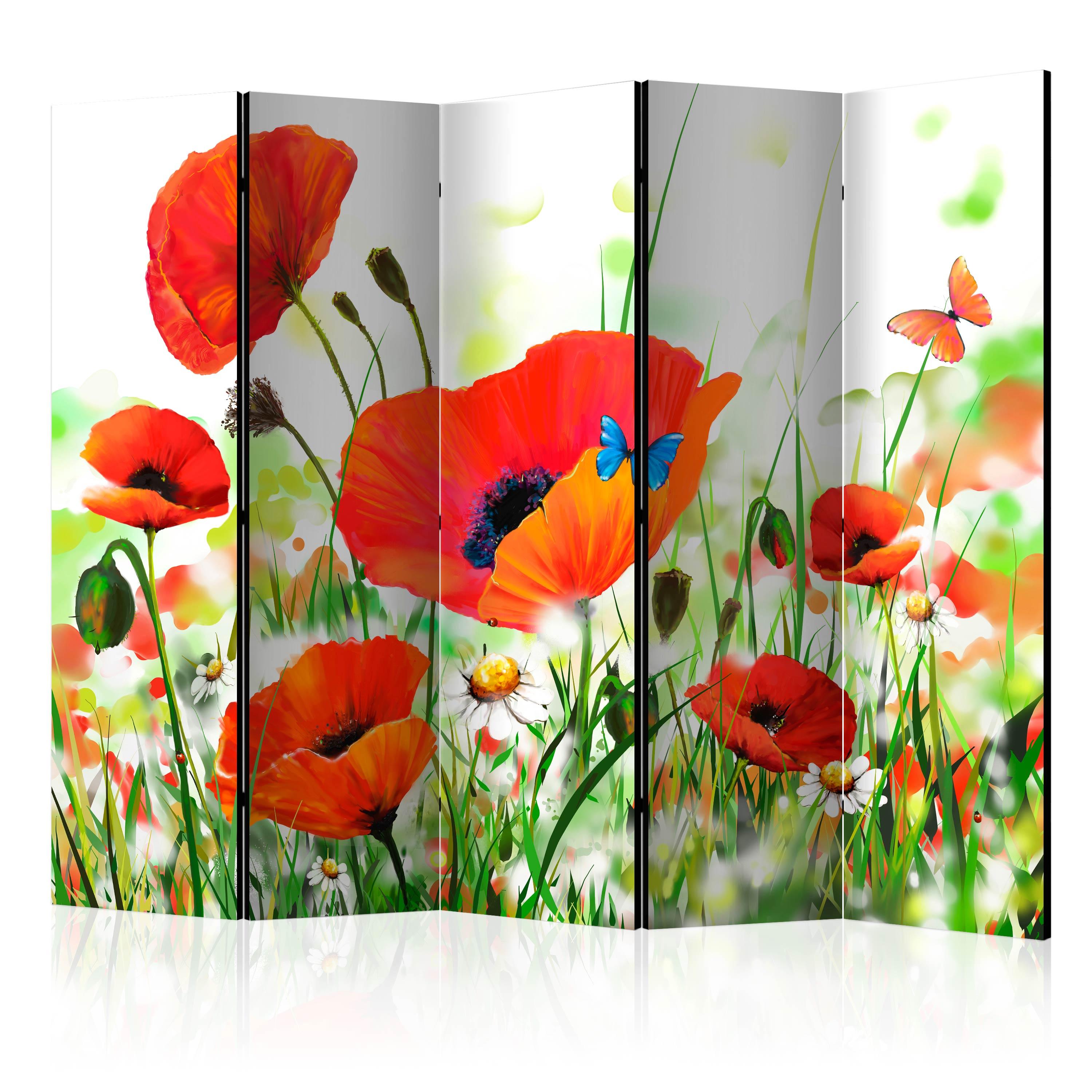 Skærmvæg - Country poppies II - 225 x 172 cm - Enkeltsiddet billede