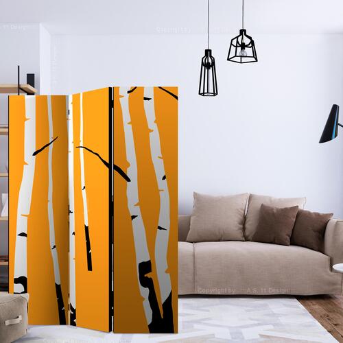 Skærmvæg - Birches on the orange background