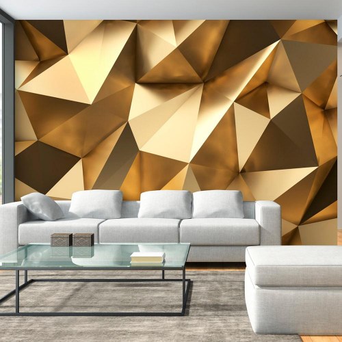 Fototapet Gylden Kuppel 3D - geometrisk abstrakt vægtapet