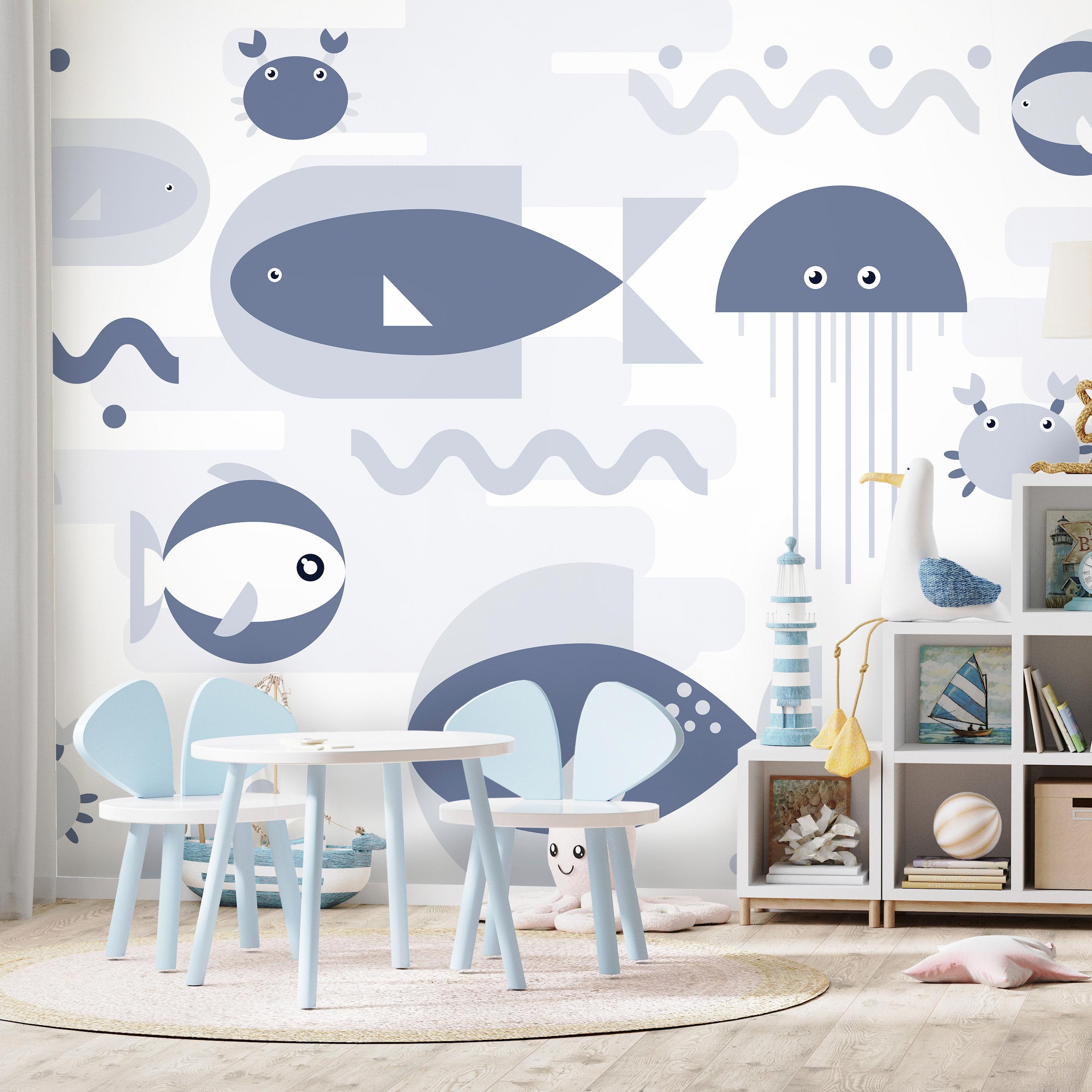 Fototapet - Geometric Fish - Second Variant - 196 x 140 cm - Selvklæbende