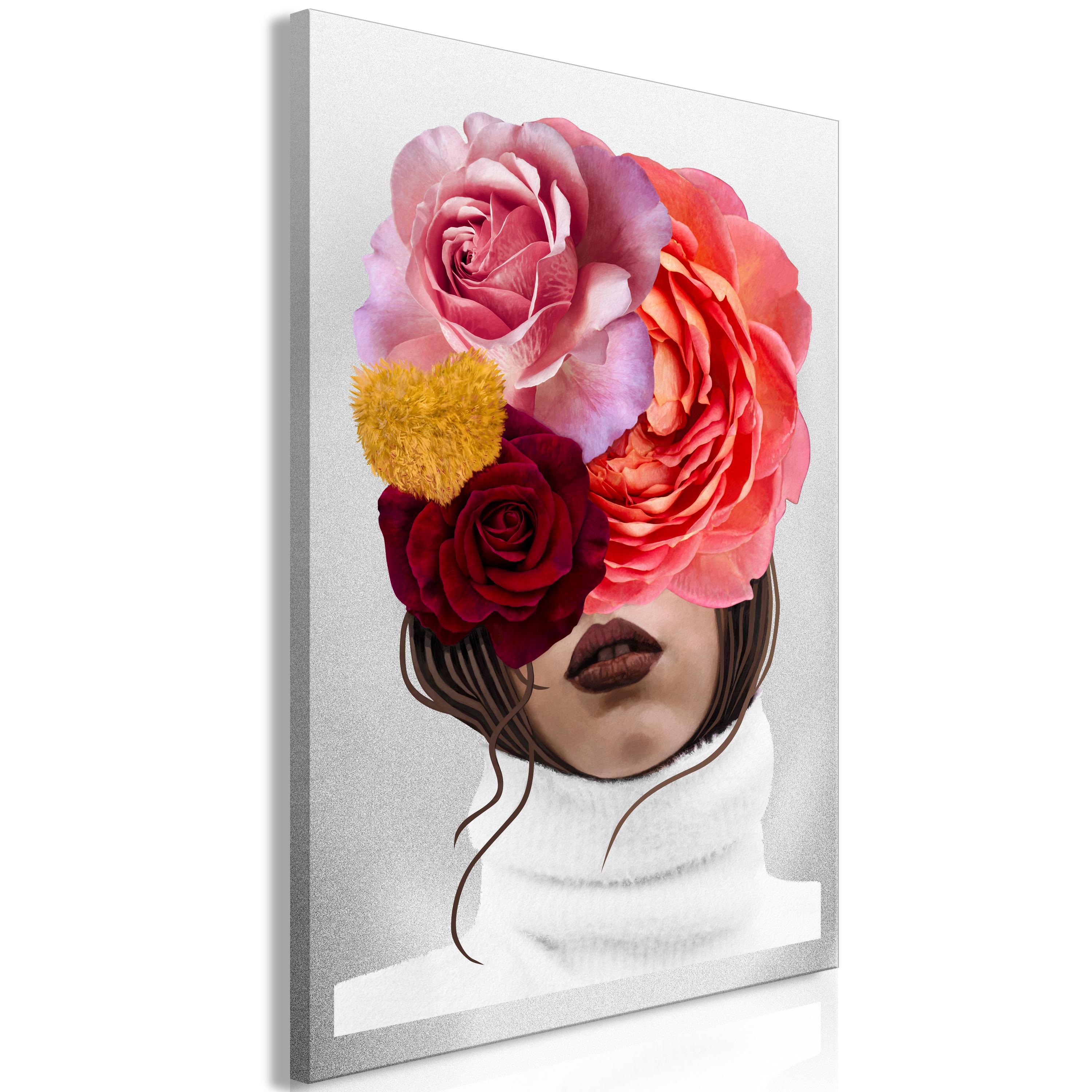 Billede - White Turtleneck (1 Part) Vertical - 60 x 90 cm - På italiensk lærred