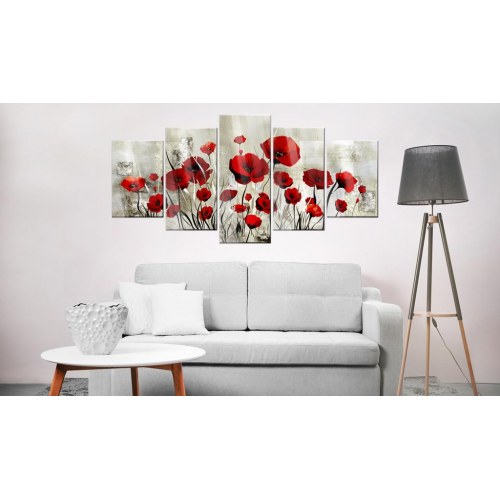 Akrylglasbillede Skarlagenrød mark med valmuer