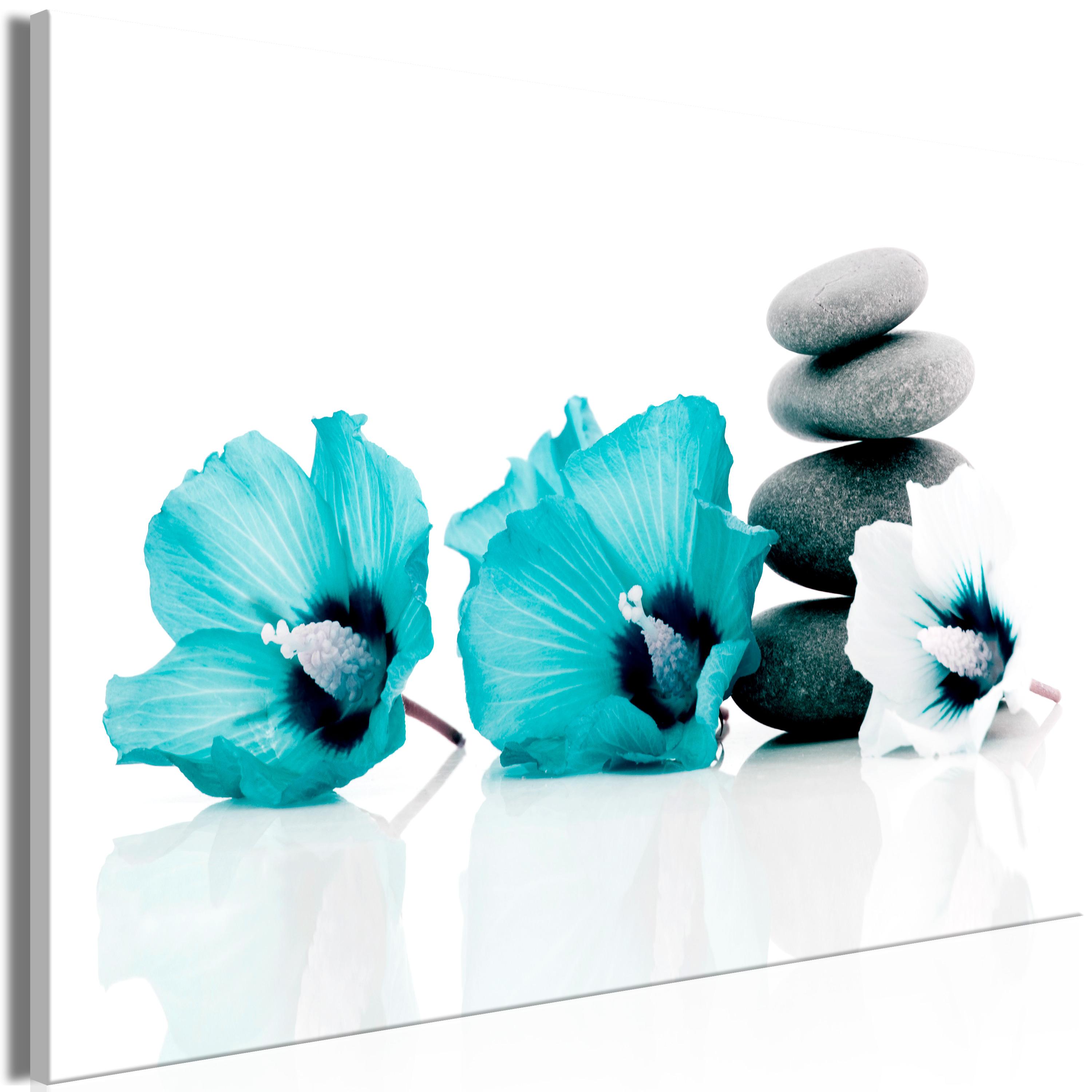 Billede - Calm Mallow (1 Part) Wide Turquoise - 90 x 60 cm - Premium Print