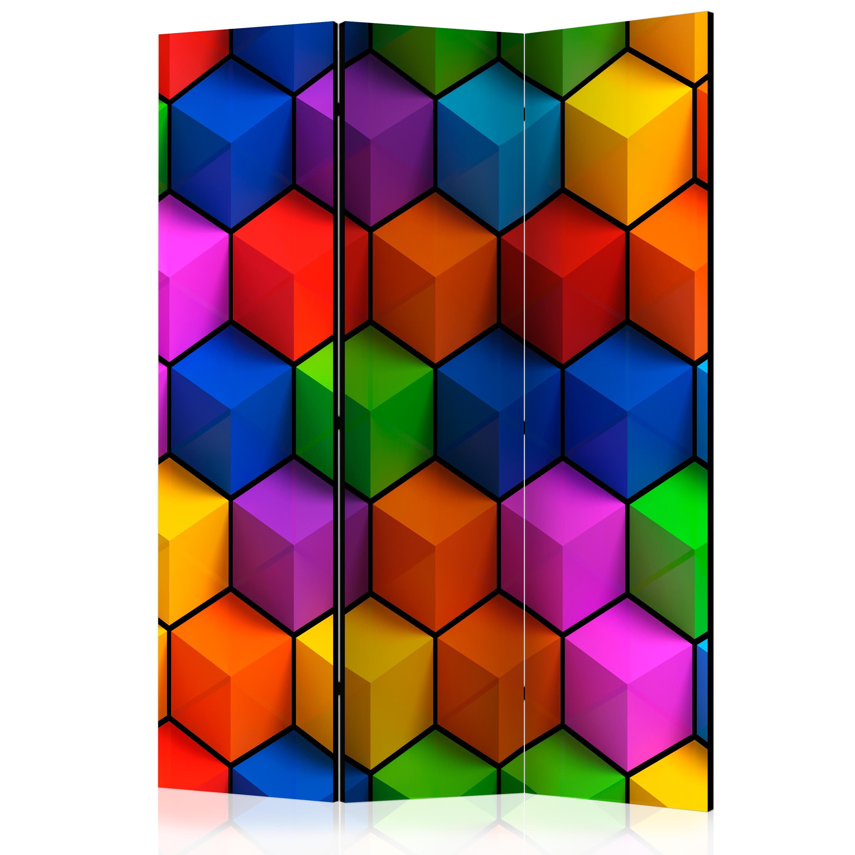 Skærmvæg - Colorful Geometric Boxes - 135 x 172 cm - Akustik billede