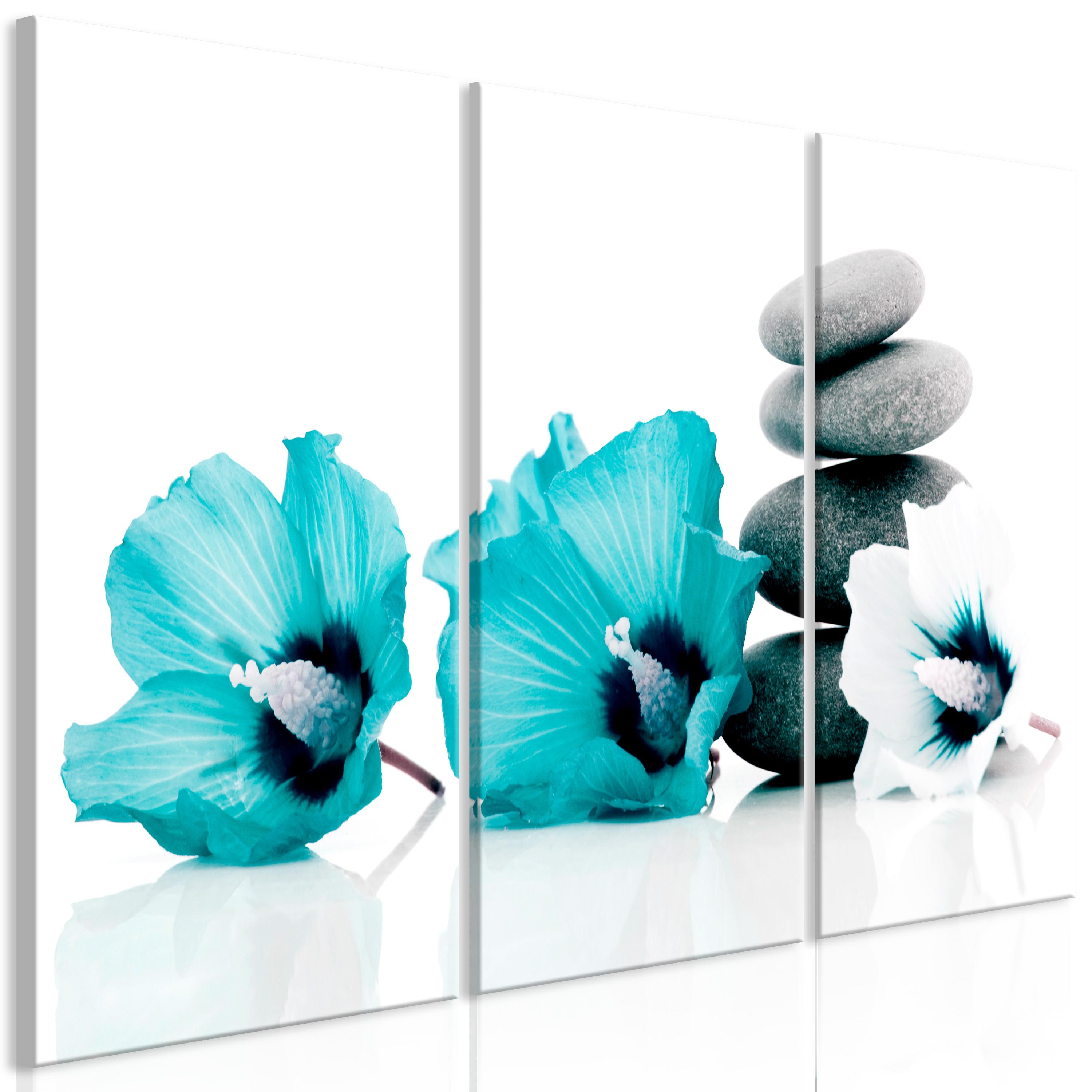 Billede - Calm Mallow (3 dele) Turquoise - 90 x 60 cm - Premium Print