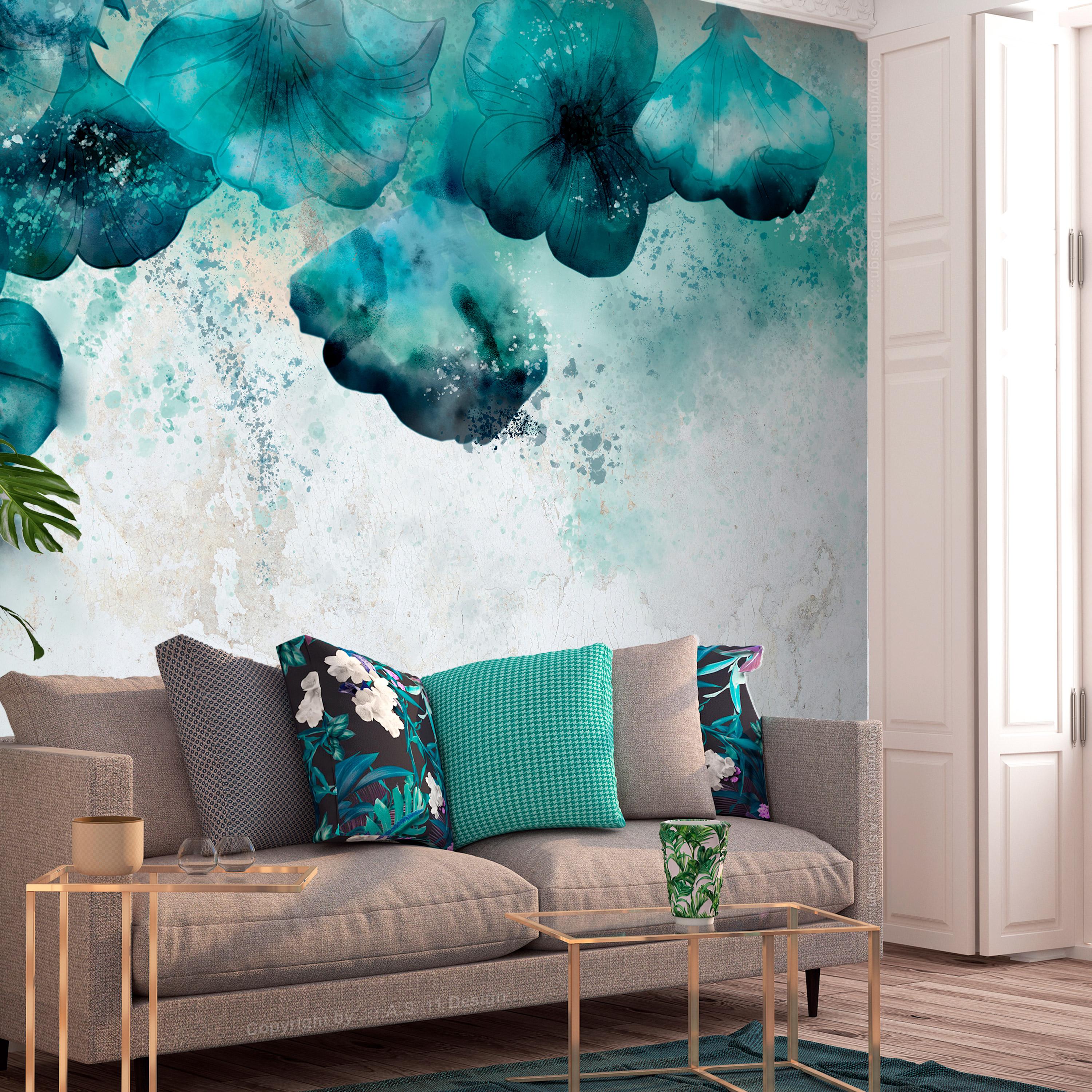 Fototapet - Blue Poppies - 200 x 140 cm - Standard